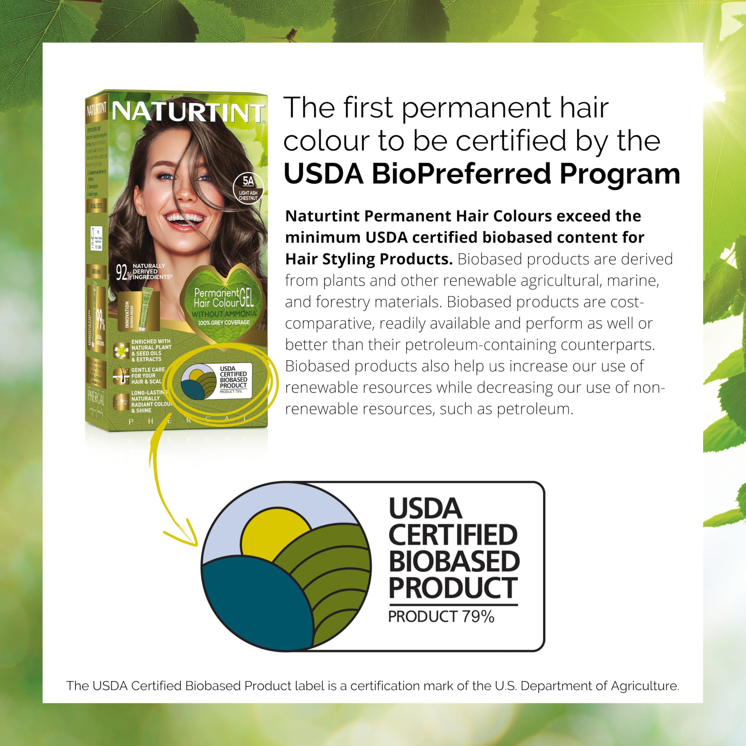 Naturtint Permanent Hair Colour Gel 5A Light Ash Chestnut, Plant Enriched 5