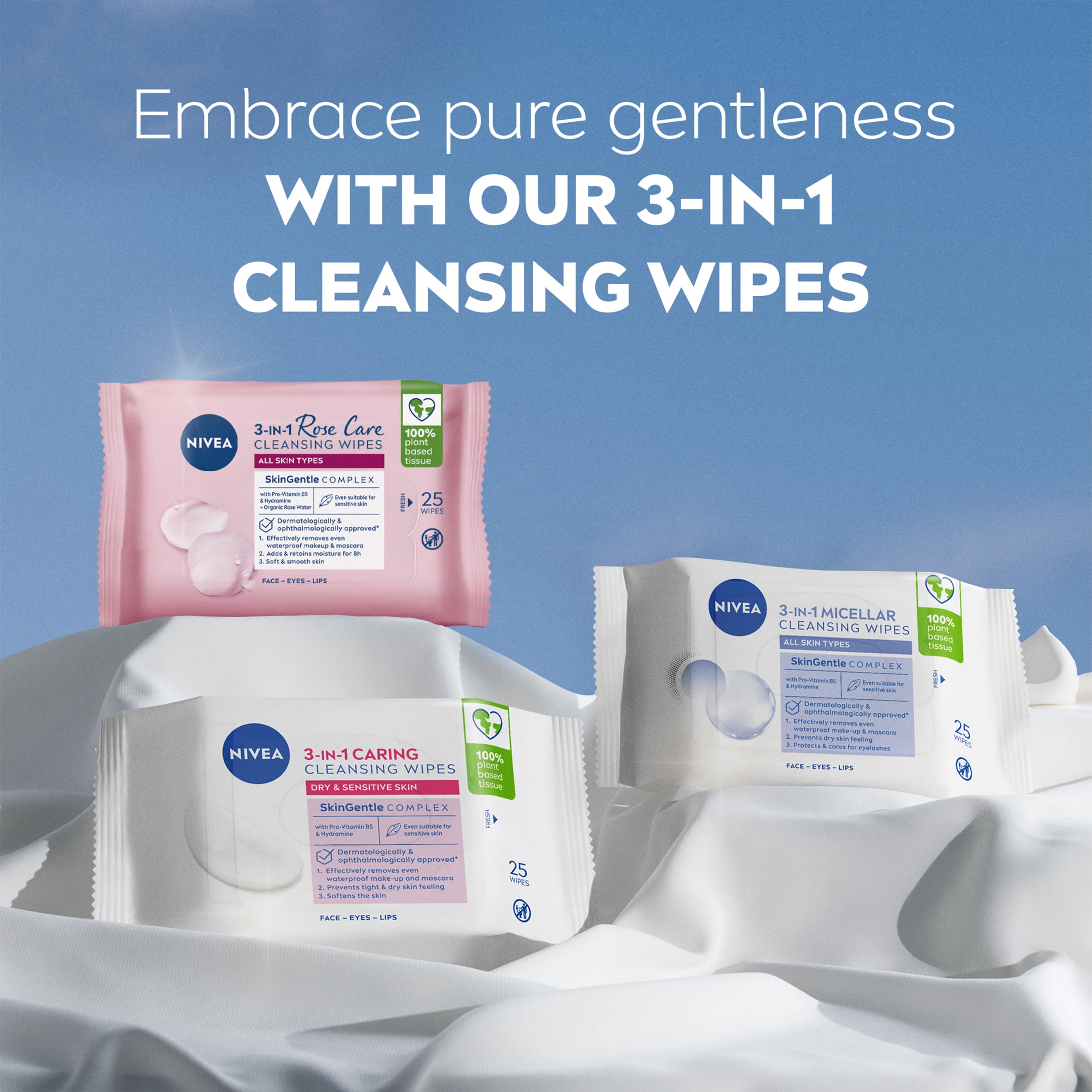 NIVEA 3in1 Rose Care Cleansing Wipes with Organic Rose Water (2x25 Count) 6