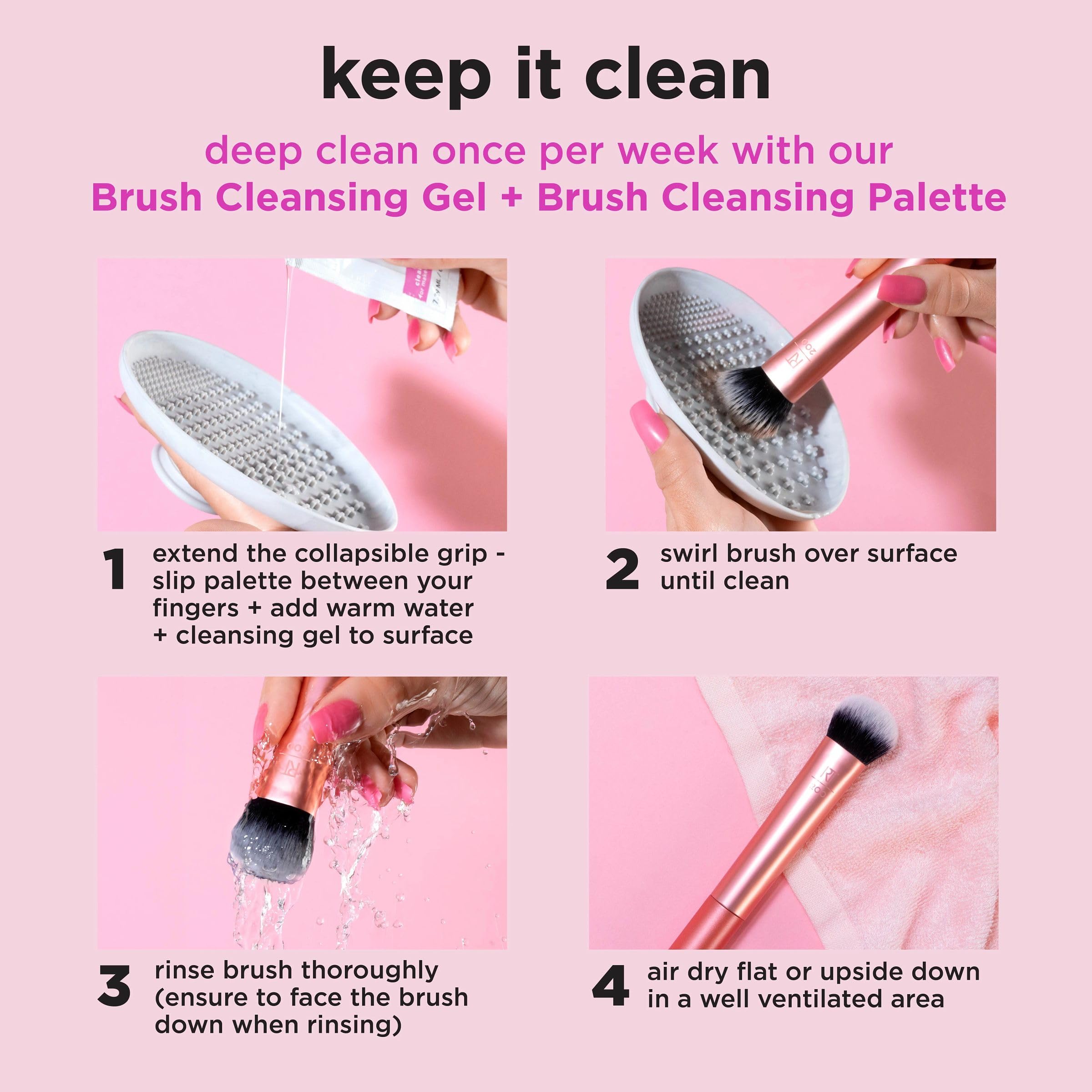 REAL TECHNIQUES Instant Makeup Brush Cleanser Spray for Quick Color Switching & Daily Cleaning 7