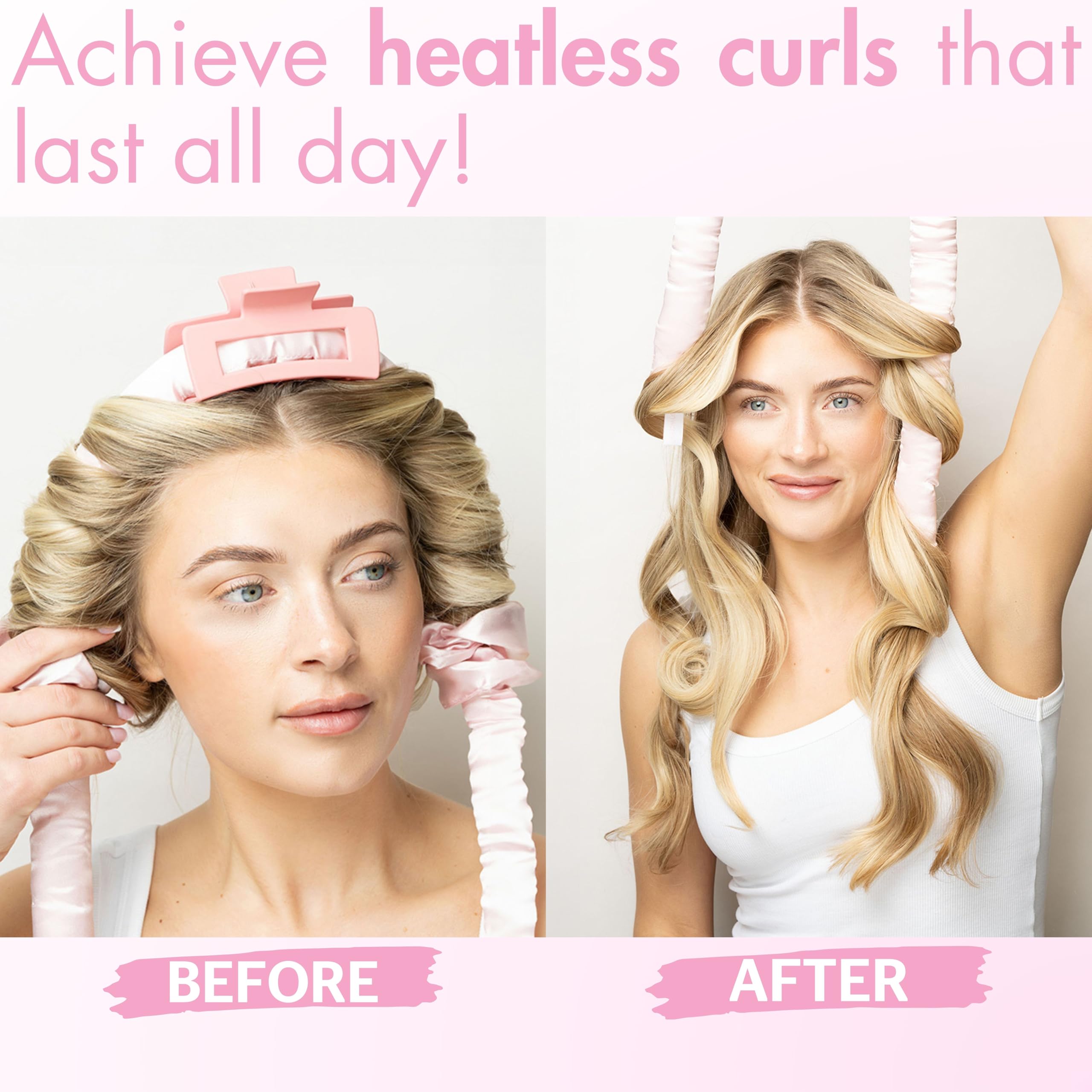 Brushworks Heatless Hair Curler Overnight No-Heat Curling Rod Set with Satin Scrunchies 6