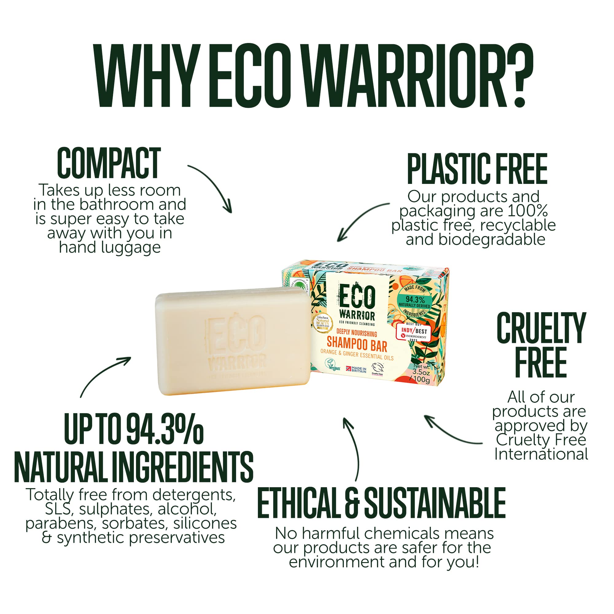 Eco Warrior Deeply Nourishing Shampoo Bar with Pink Clay, Orange & Ginger | Vegan 3