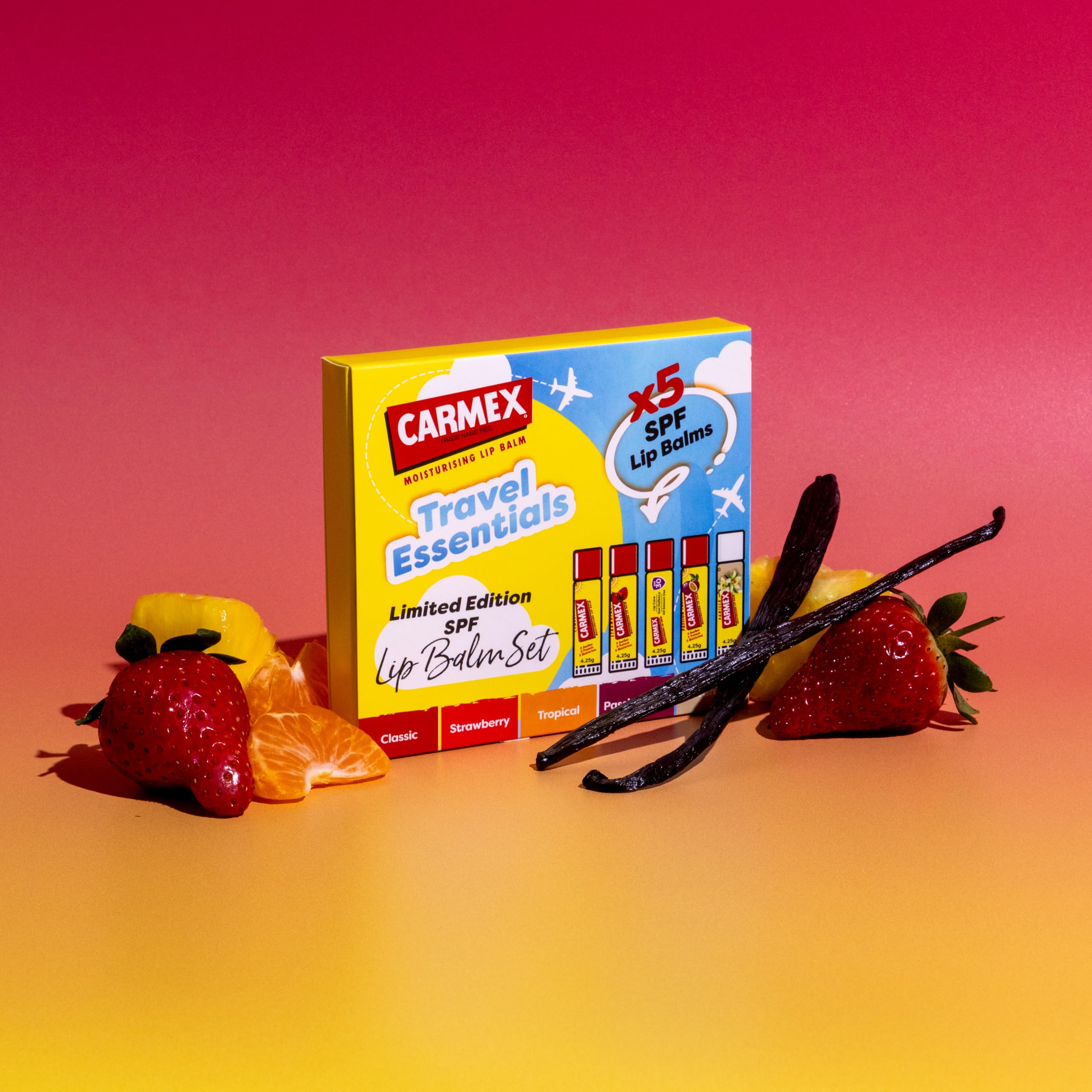 Carmex Fruity Lip Balm Travel Set: 5 Flavors with SPF 15/30 Protection 7