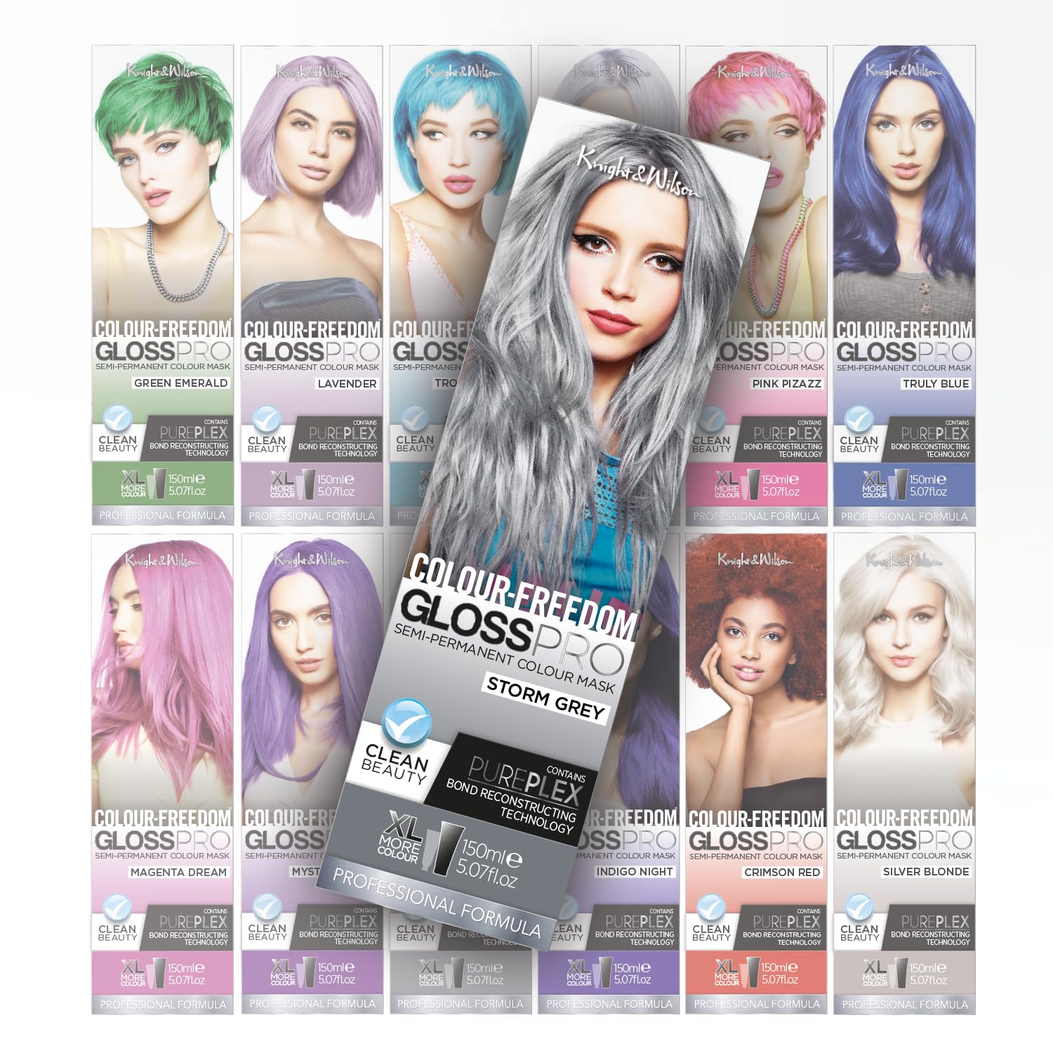 Knight & Wilson Colour-Freedom Gloss Pro Storm Grey Semi-Permanent Hair Colour 150ml Vegan Mask 9
