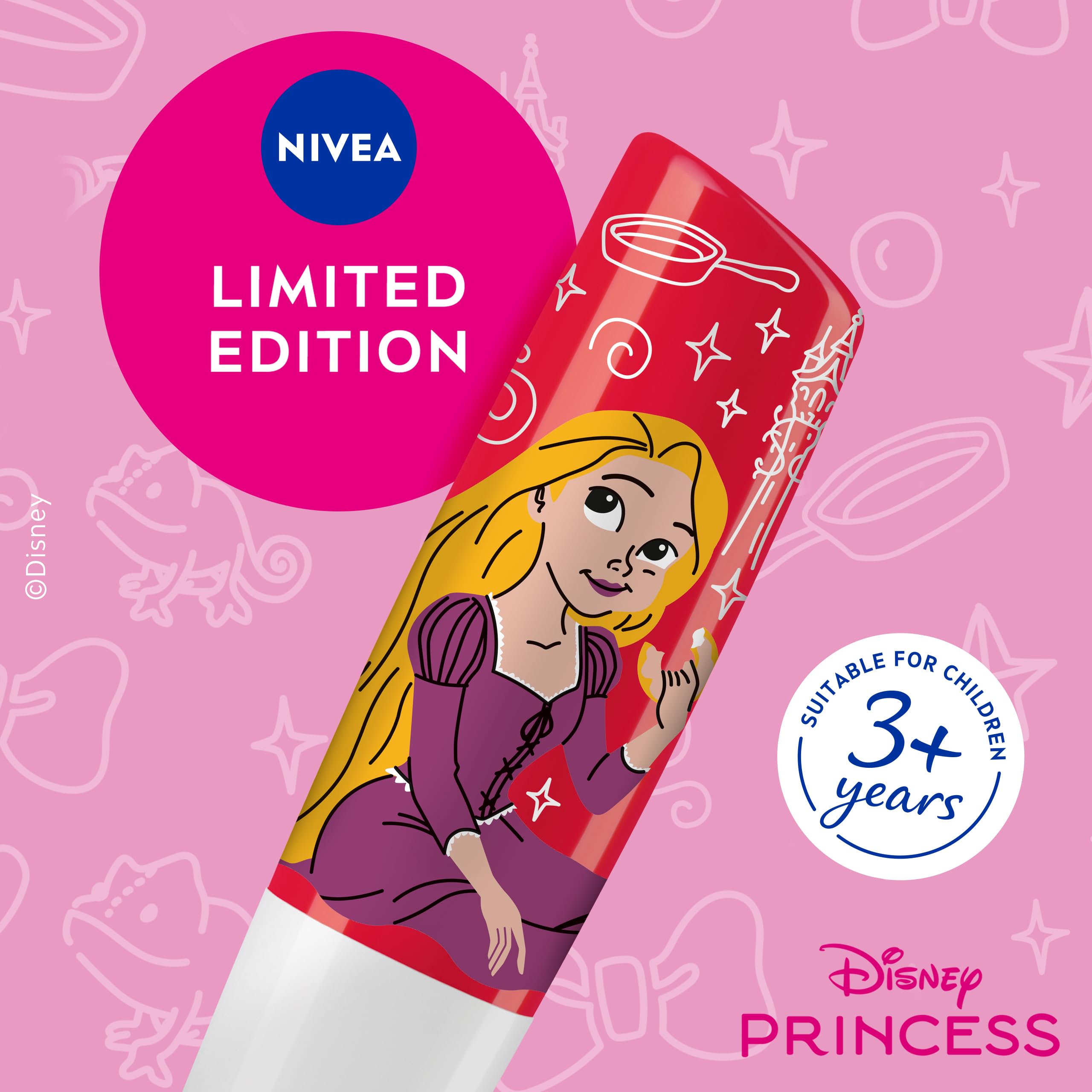 NIVEA Disney Princess Rapunzel Wild Cranberry Lip Balm (4.8g) with Shea Butter 2