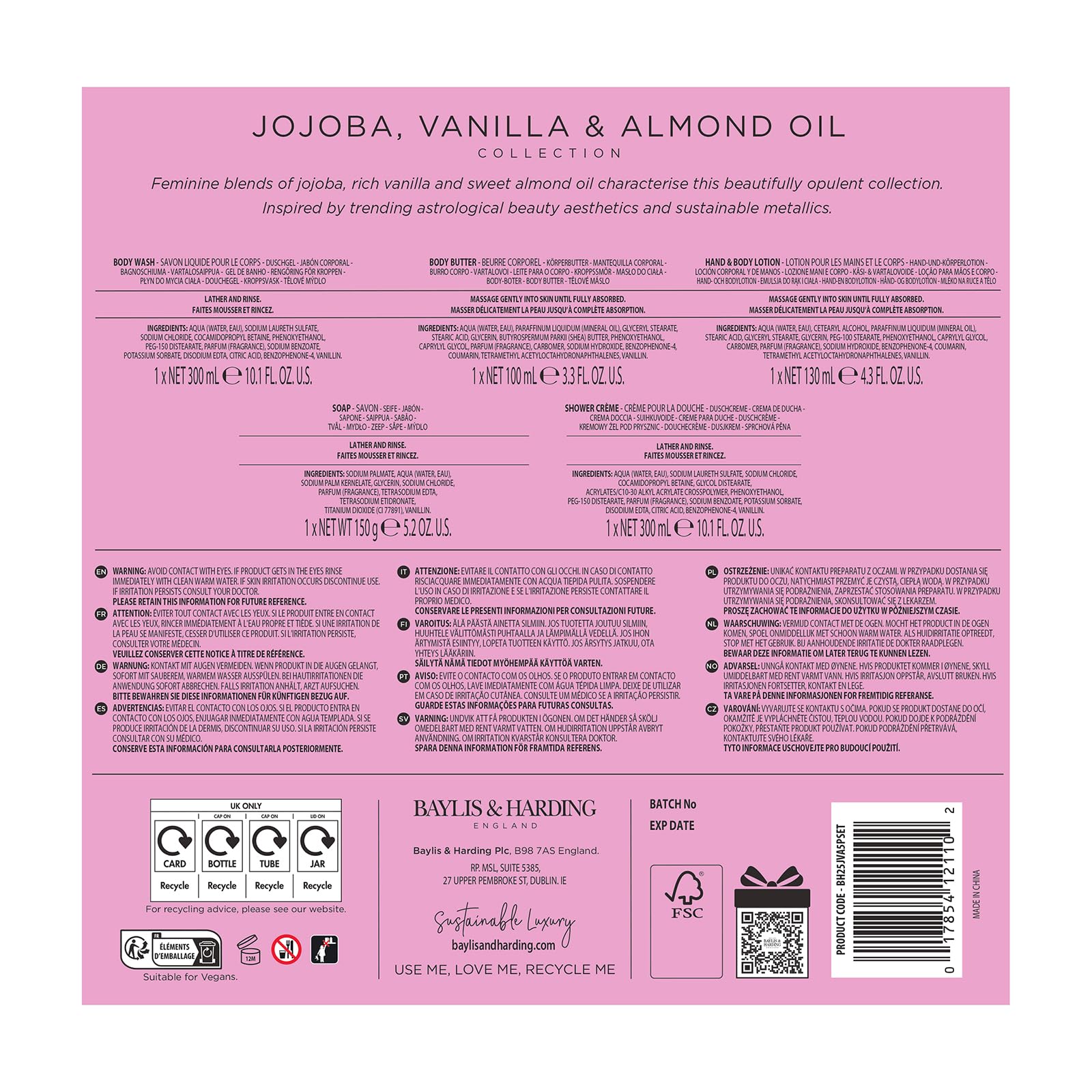 Baylis & Harding Jojoba, Vanilla & Almond Perfect Pamper Gift Set - Vegan Friendly 7