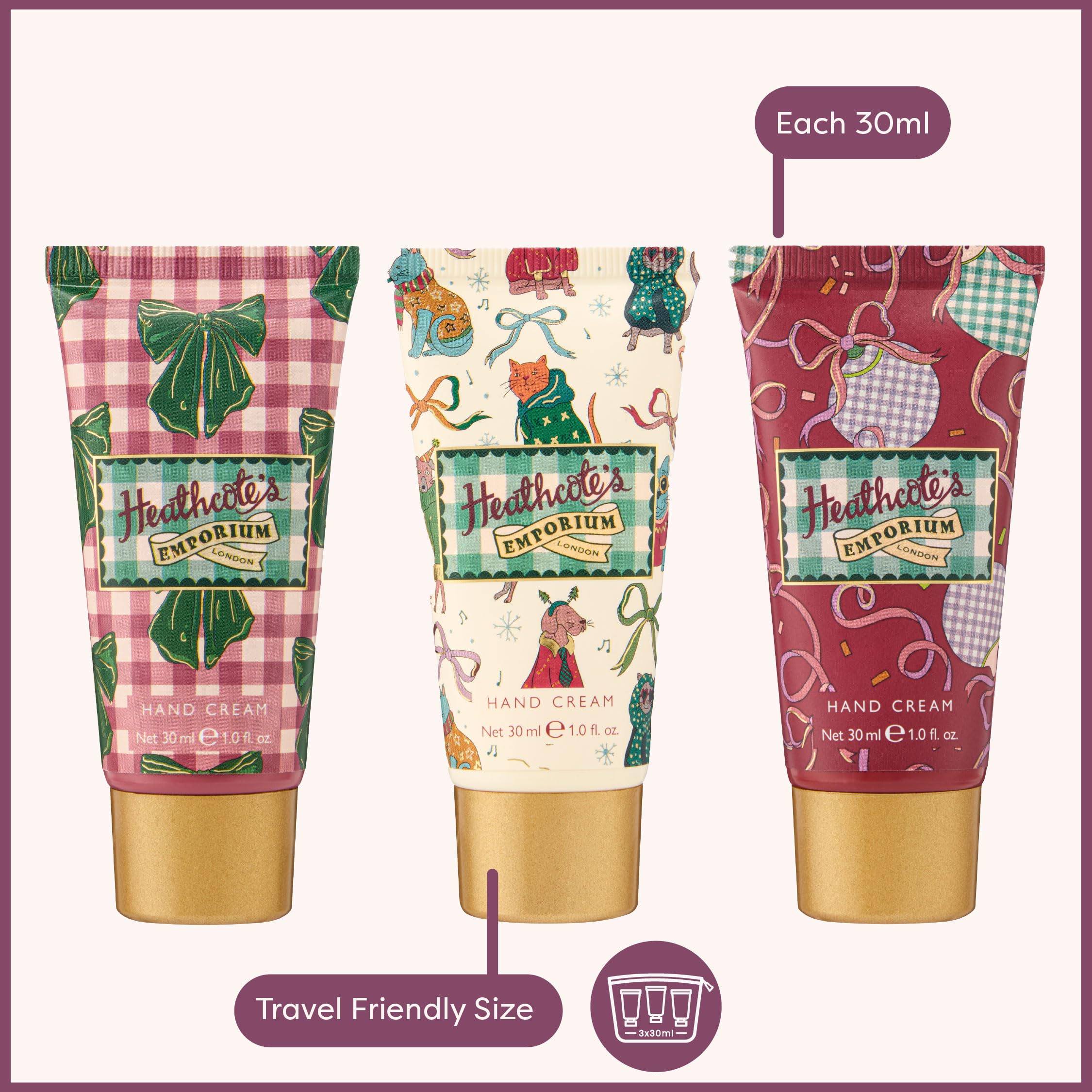 Heathcote & Ivory Hand Cream Trio 3x 30ml, Vegan, Shea Butter & Vitamin E, Festive Scent 4