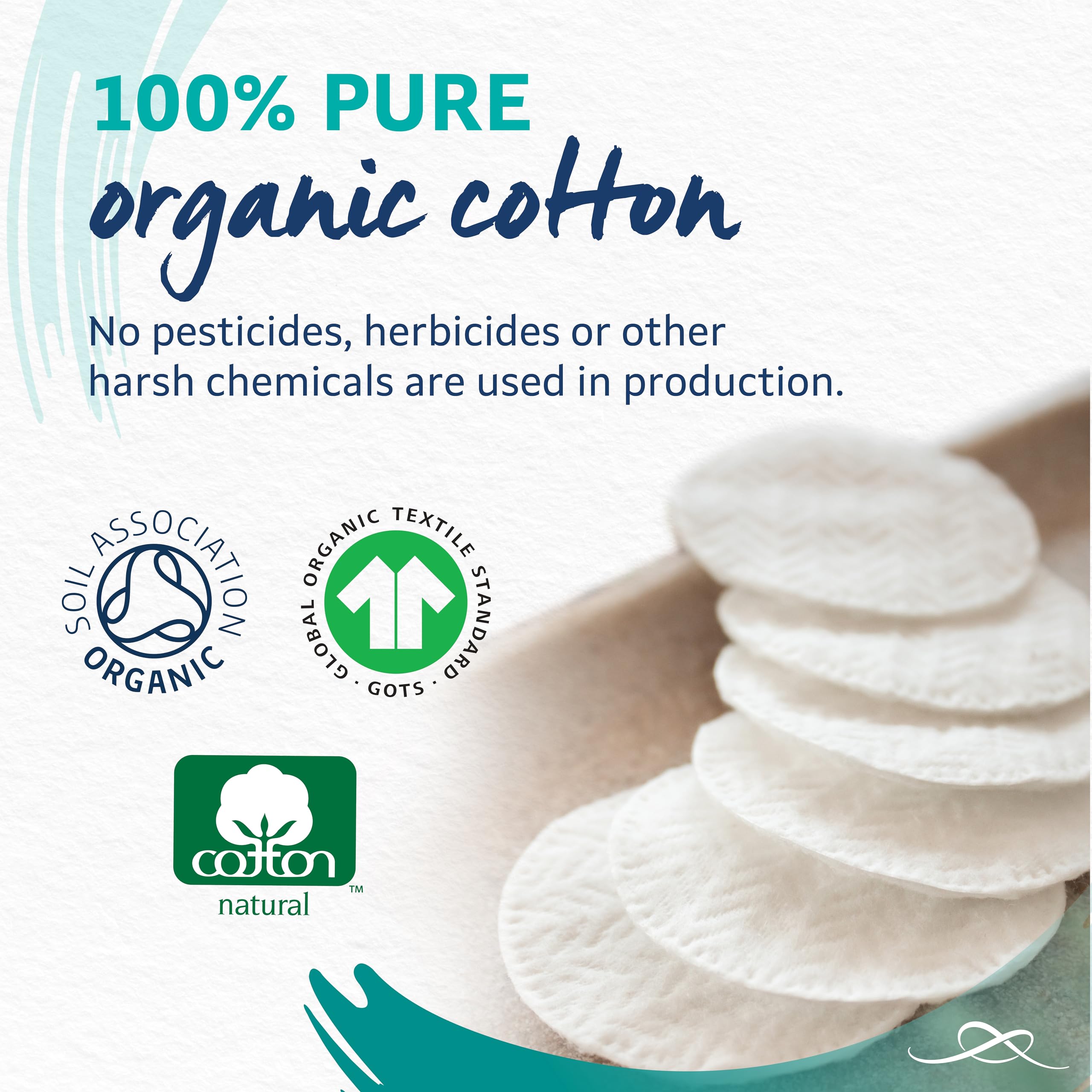 Lil-Lets Organic Cotton Wool Round Pads, 600 Count (6 x 100), GOTS Certified, Soft & Absorbent 3