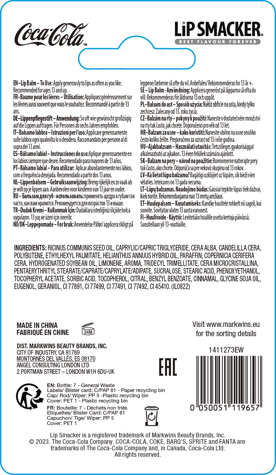 Lip Smacker Coca-Cola Classic Flavoured Lip Balm Bottle Collection - Moisturizing 5