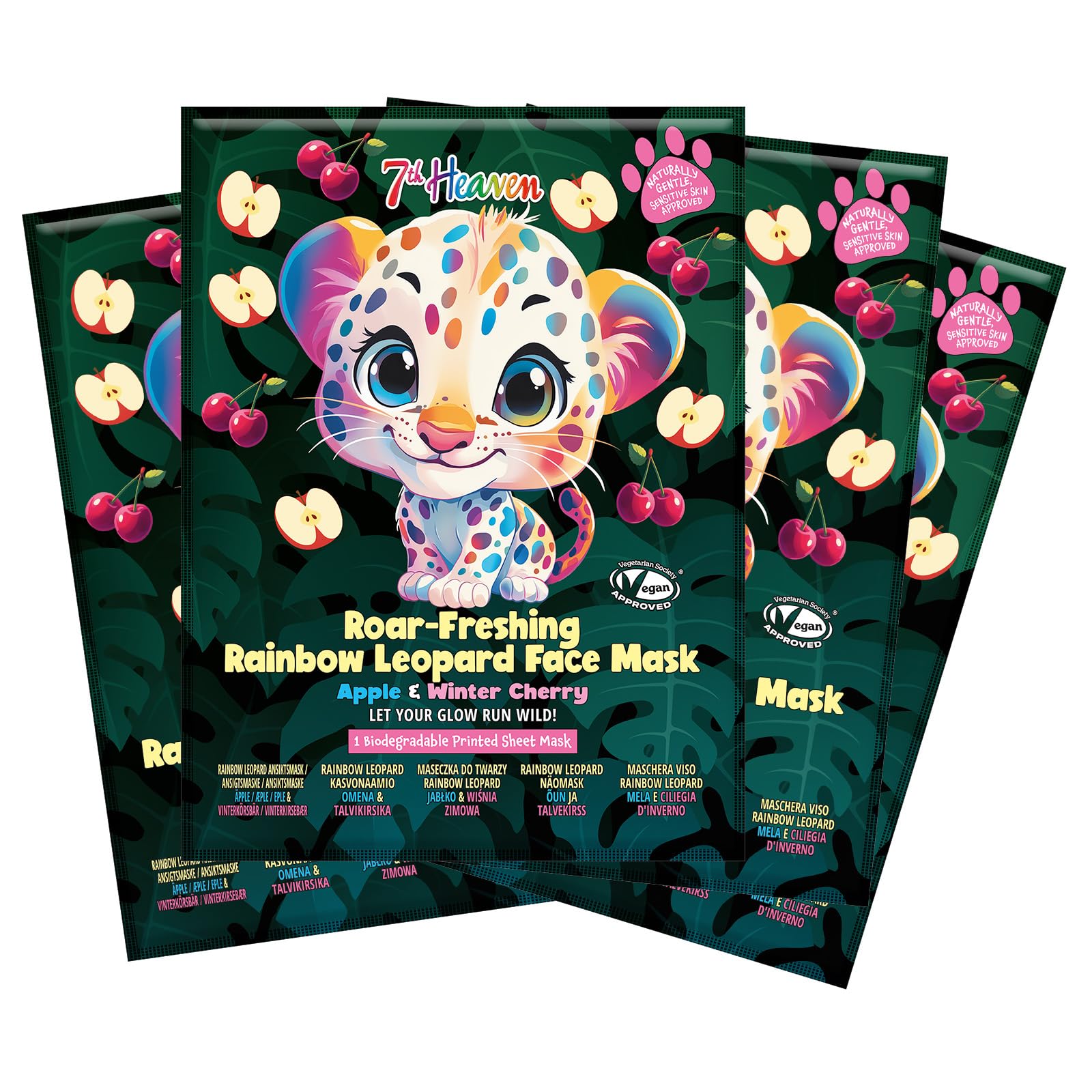 7th Heaven Go Wild Face Mask Gift Set - Hydrating & Biodegradable Masks for Sensitive Skin