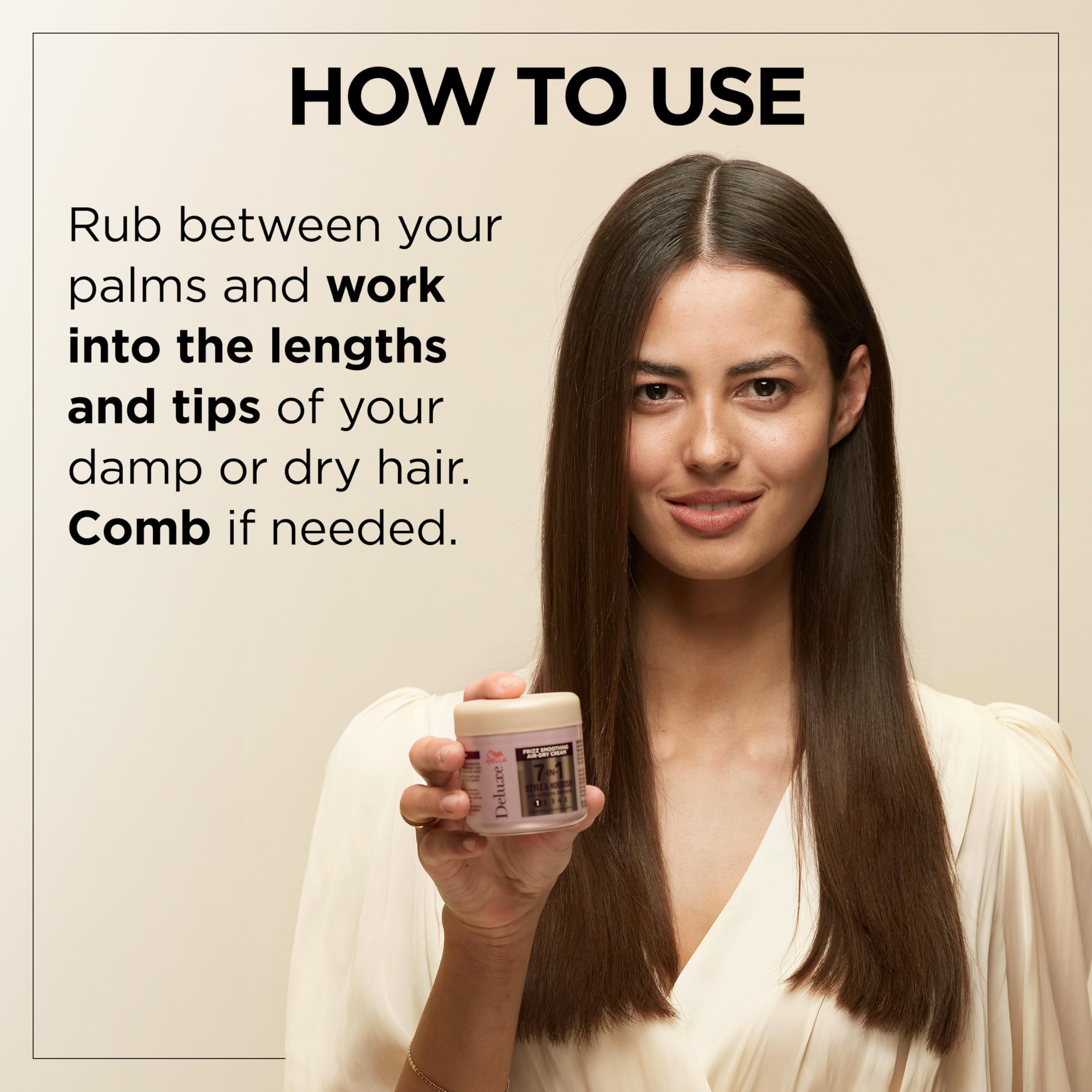 Wella Deluxe Anti-Frizz-Creme für trockenes Haar | Anti-Frizz | Hitzeschutz | Reduziert Spliss | Mit Olivenöl-Derivat | Für raues oder geschädigtes Haar | Leichter Halt | 7-in-1 Styling &amp; Pflege, 150 ml 4