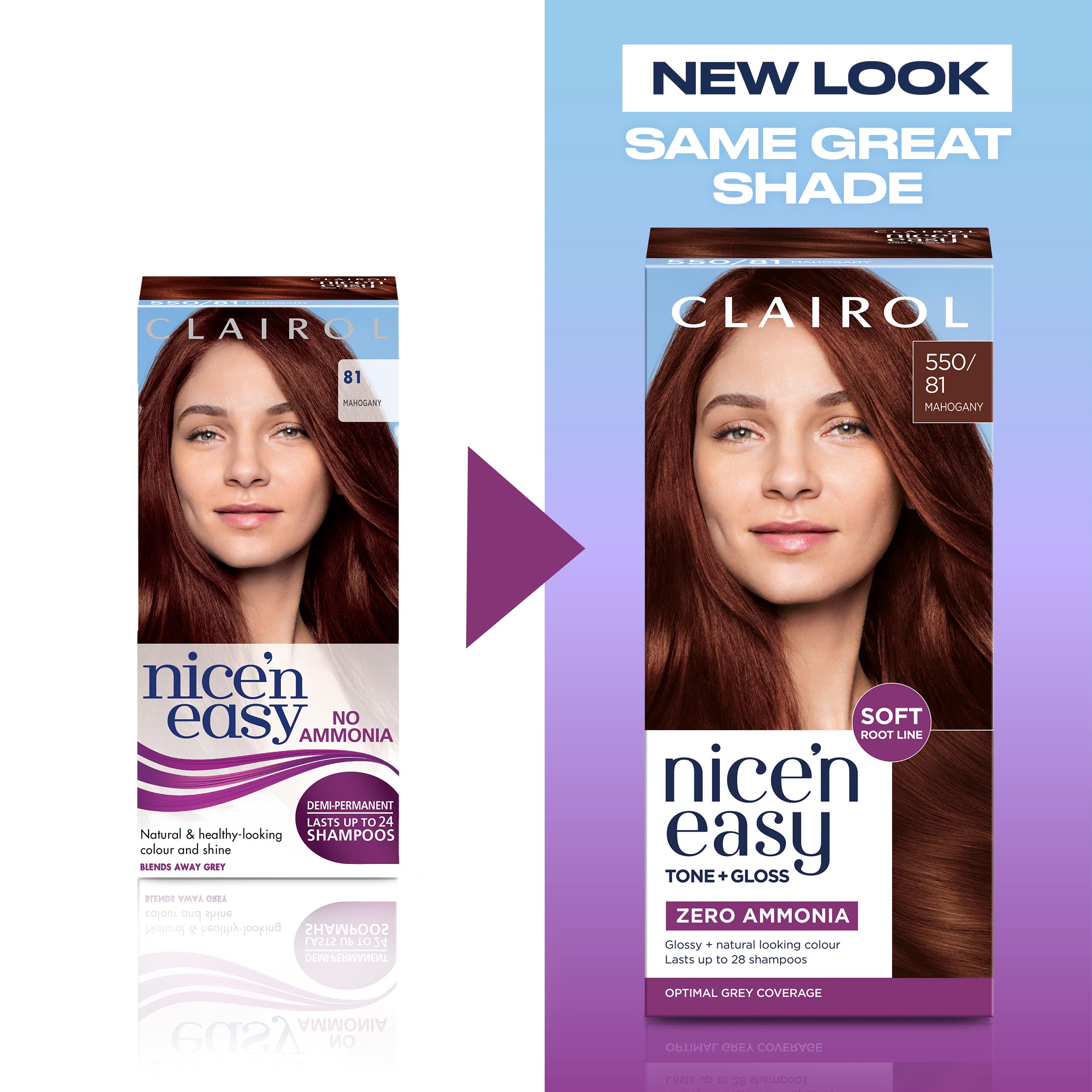 Clairol Nice'n Easy Tone+Gloss Semi Permanent Hair Dye - 550/81 Mahogany