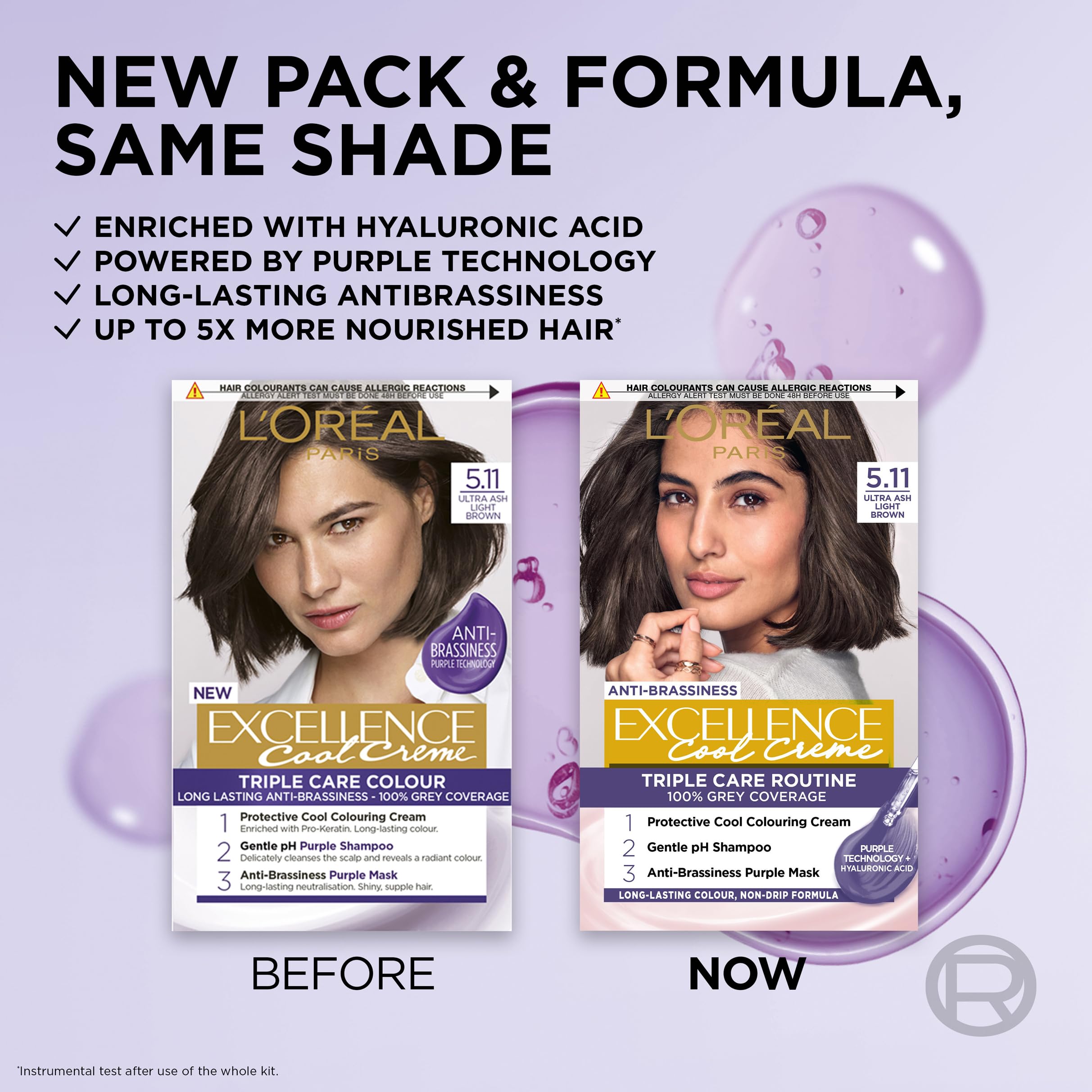 L'Oréal Paris Excellence Cool Crème Permanent Hair Dye 5.11 Ultra Ash Light Brown