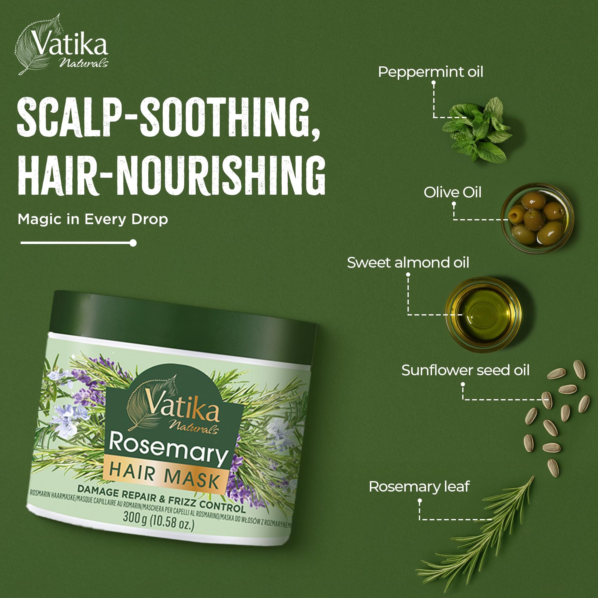 Vatika Natural Rosemary Deep Nourishment Hair Mask for Dry & Sensitive Scalps, 300 ml 4