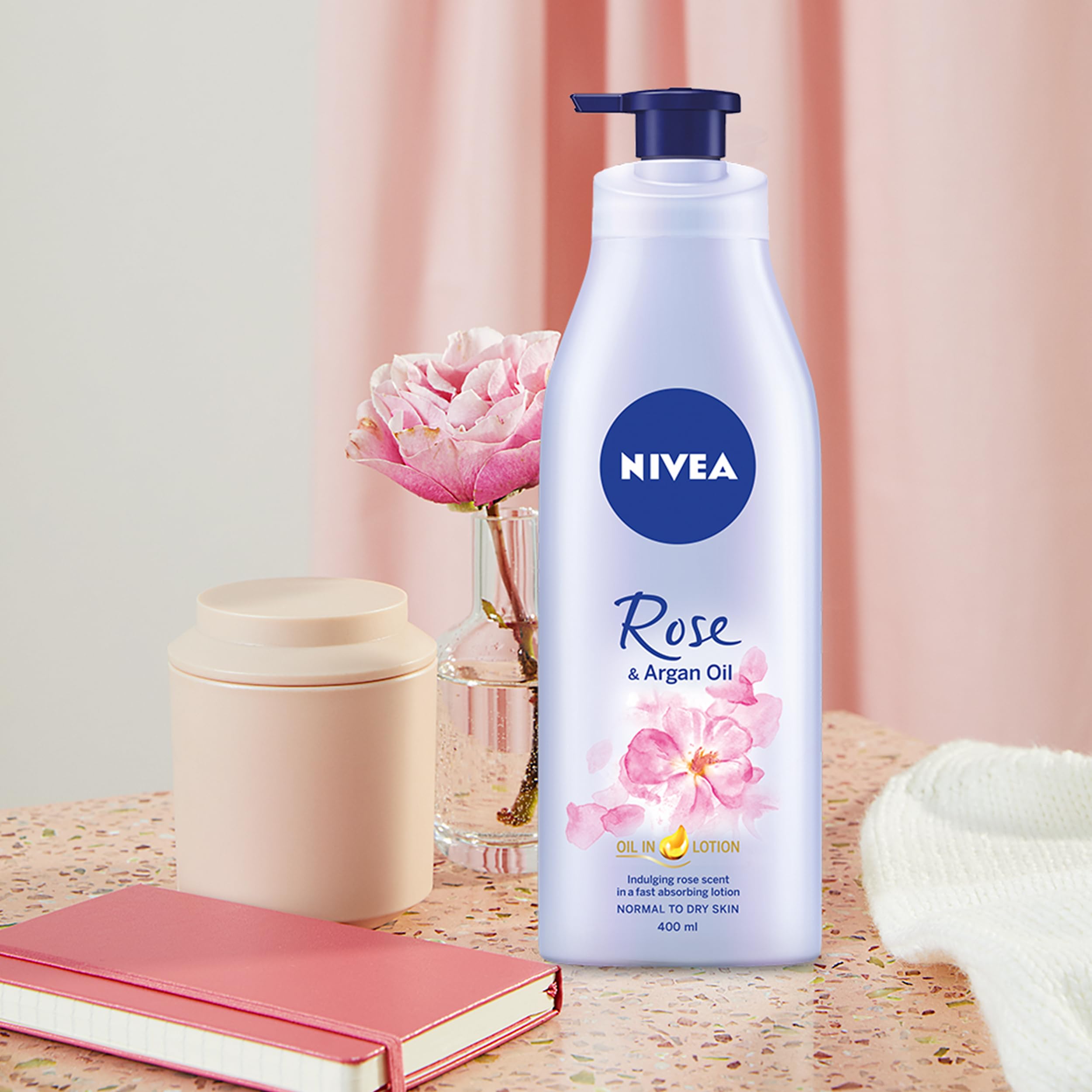 NIVEA Oil In Lotion Rose & Argan Oil - Replenishing Body Moisturizer (6 x 400ml) 5