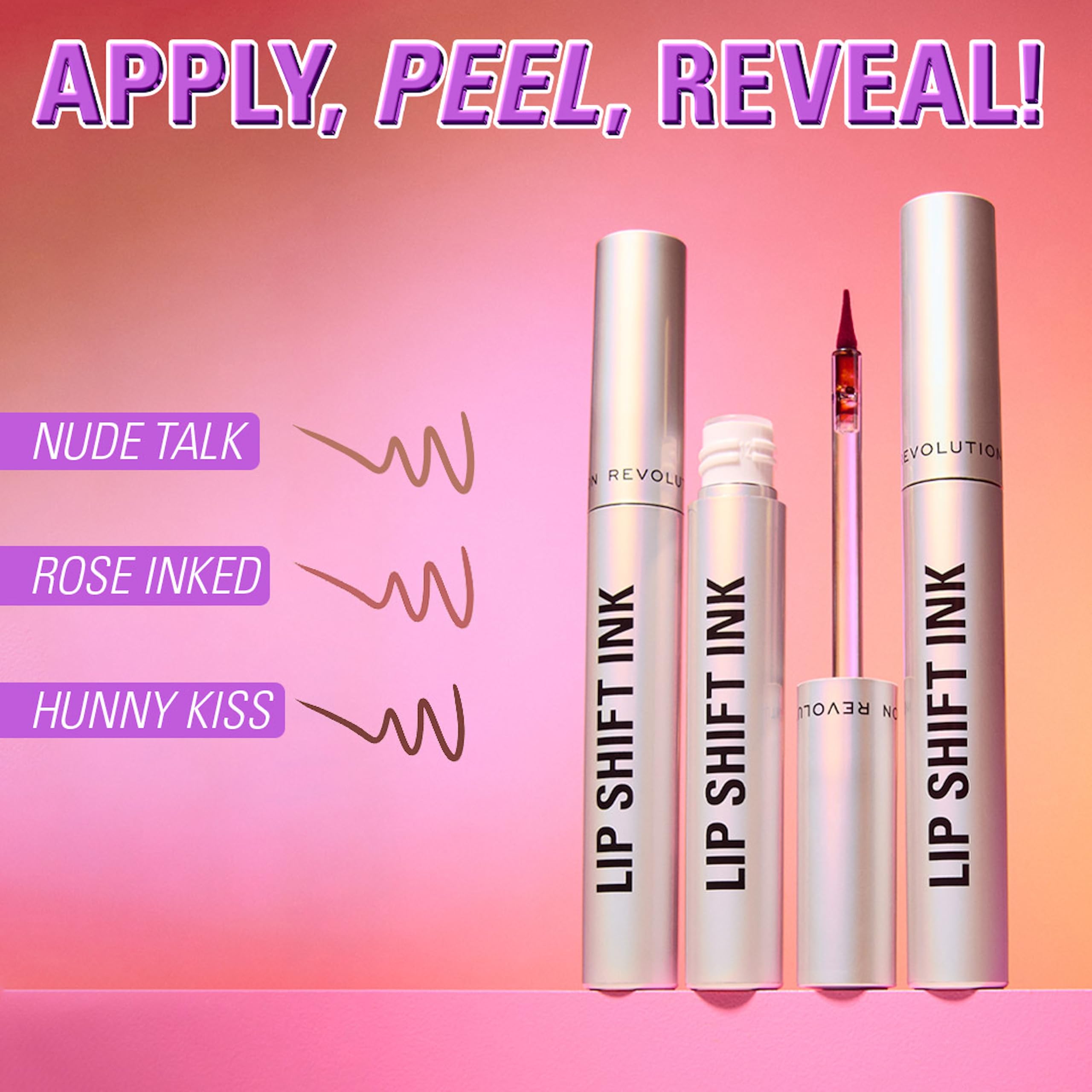 Revolution Lip Shift Ink Peel-Off Lipliner Stain, langanhaltend, mattes Finish, vegan und tierversuchsfrei, Rose Inked, 1,8 ml 3