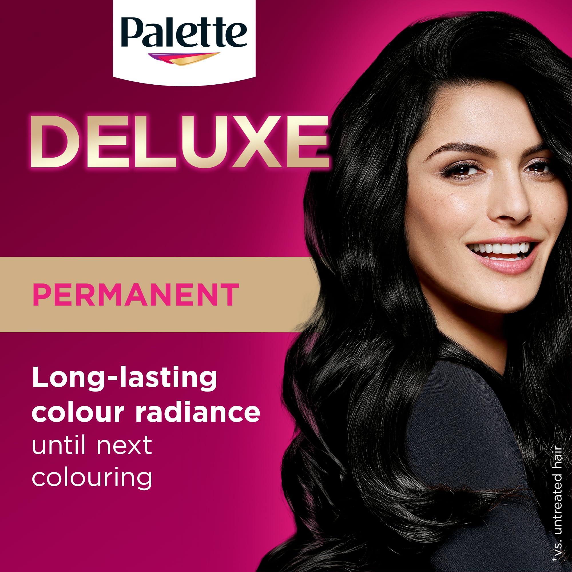 Palette Deluxe Creme Colouration 1-0 Deep Natural Black Permanent Hair Dye with Moisture Retention Treatment