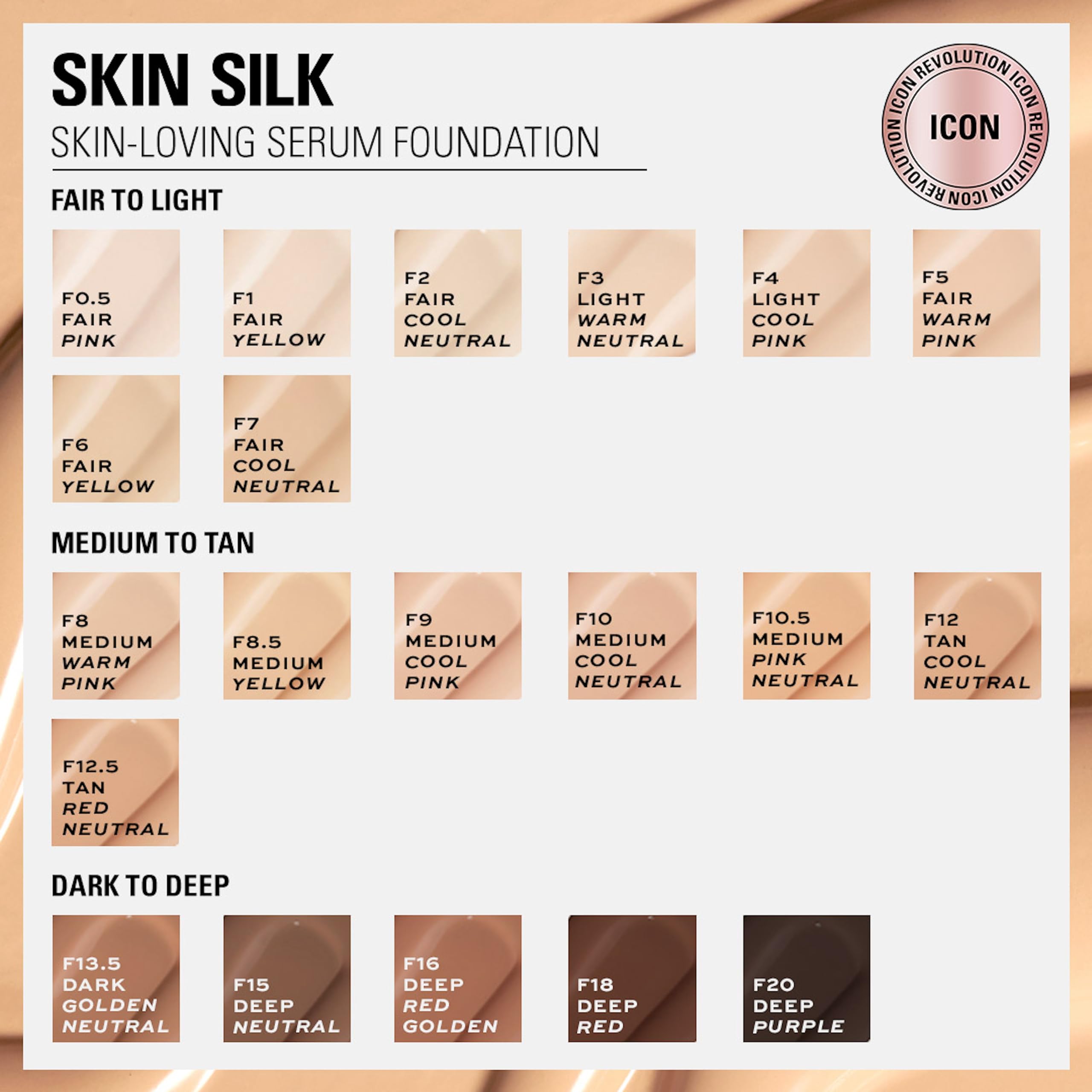 Makeup Revolution Skin Silk Serum Foundation F12 – Leichte bis mittlere Deckkraft mit Hyaluronsäure 3