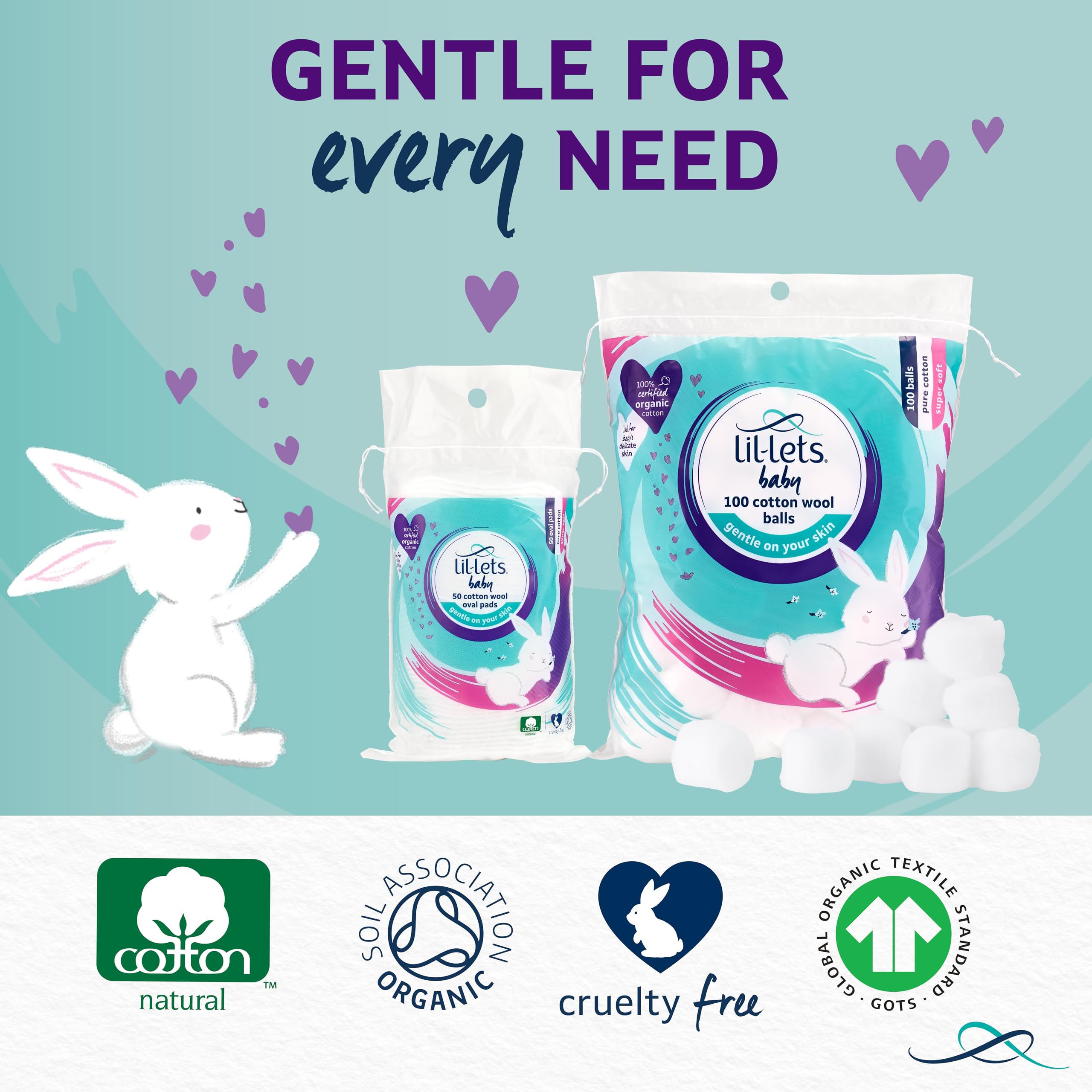 Lil-Lets Baby Cotton Wool Balls, 100 Count, Certified Organic, 100% Pure Cotton, Super Soft for Newborns 6