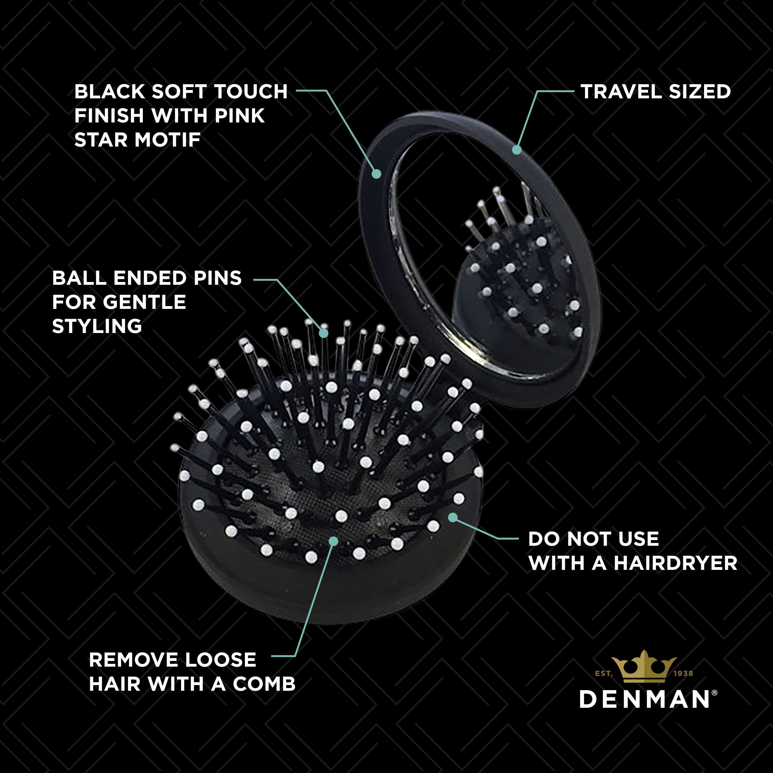 Denman D7 Compact Popper Hairbrush with Mirror - Travel Sized Styling Tool 5