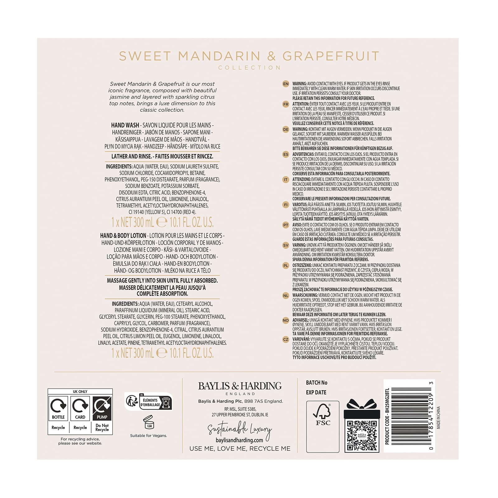 Baylis & Harding Sweet Mandarin & Grapefruit Luxury Hand Care Gift Set - Vegan Friendly 6