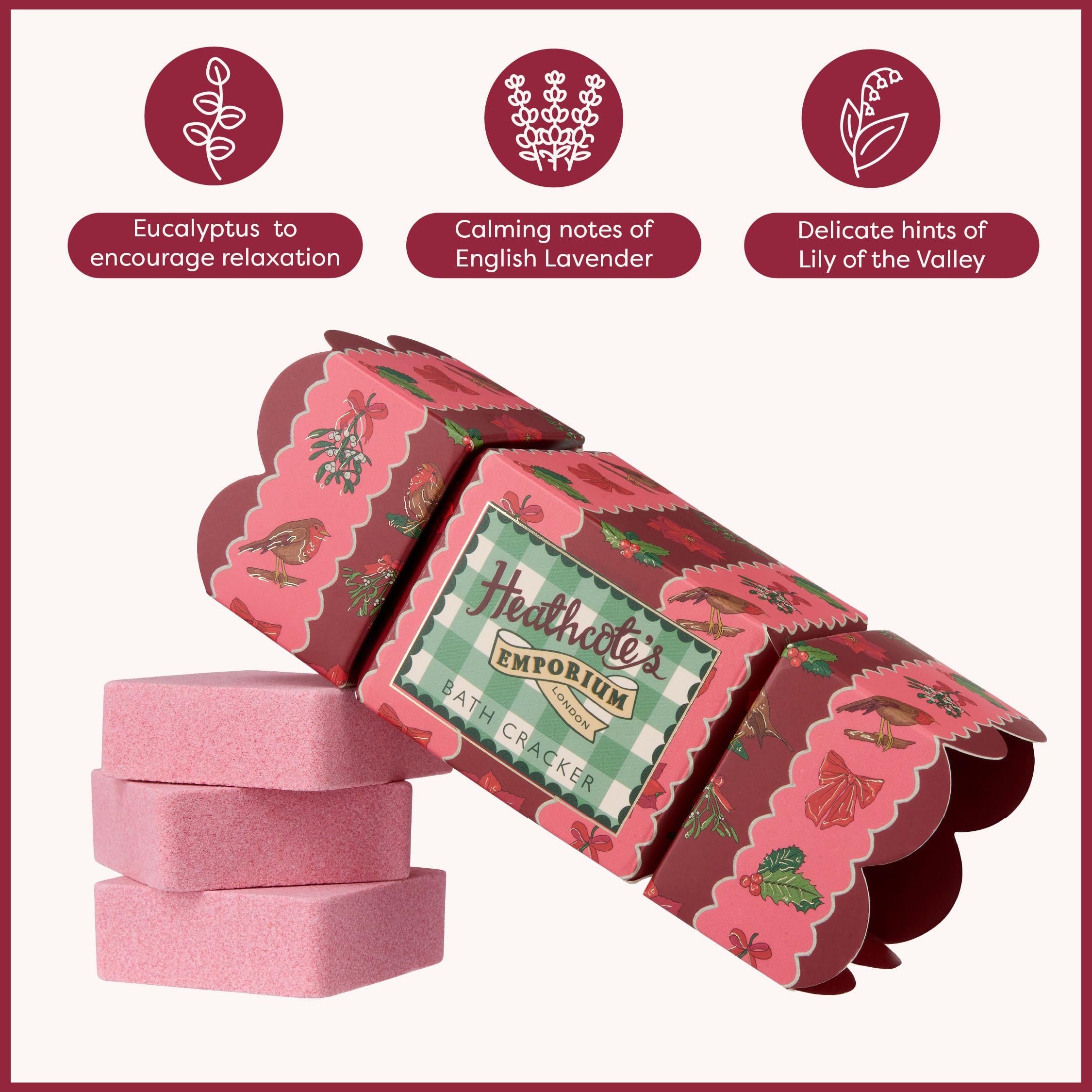 Heathcote & Ivory Emporium Bath Fizzers Cracker with Essential Oils, 3 x 50g 3