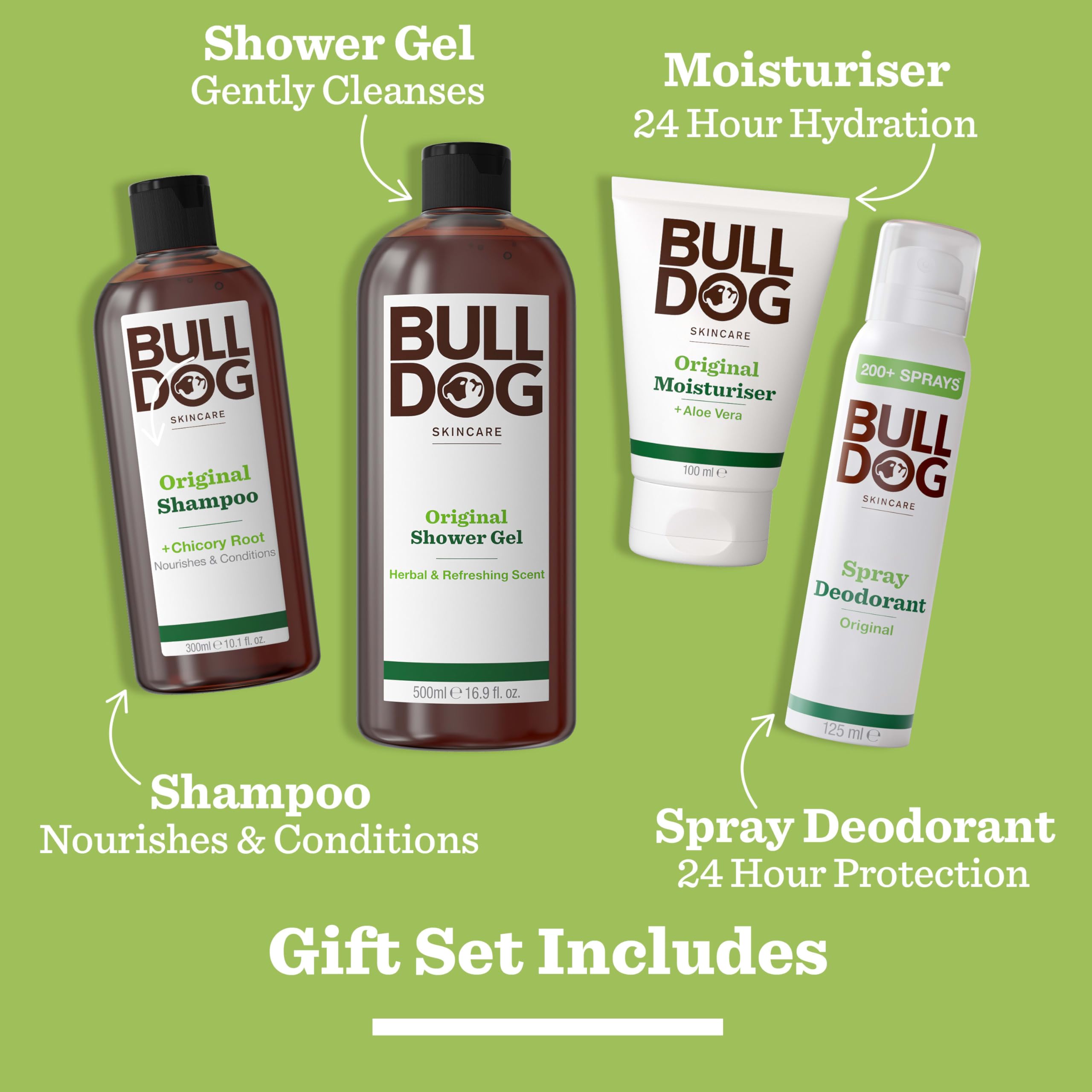 Bulldog Skincare Original Morning Routine Gift Set for Men with Shower Gel & Moisturiser