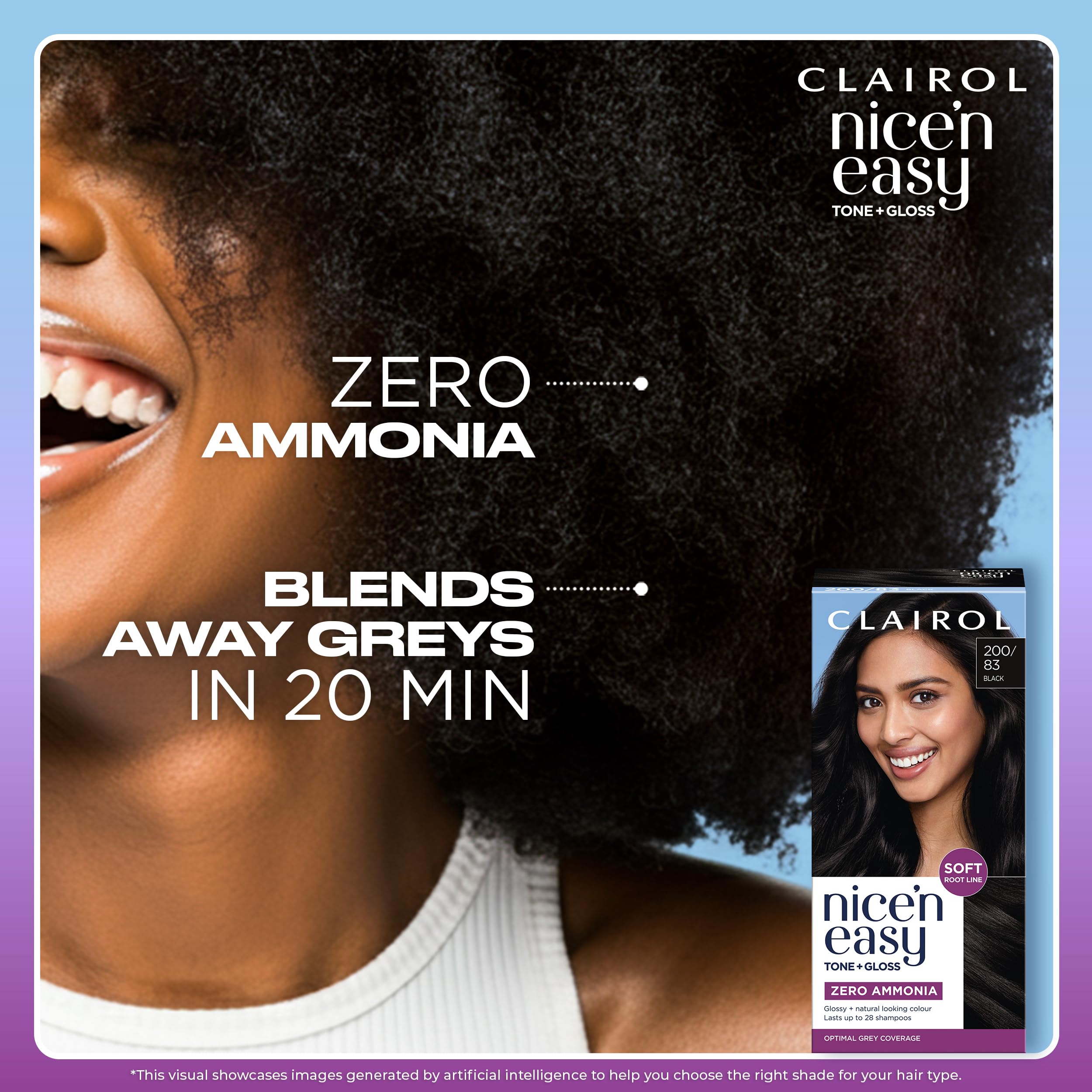 Clairol Nice'n Easy Tone+Gloss Semi-permanente Haarfarbe - 200/83 Schwarz 6