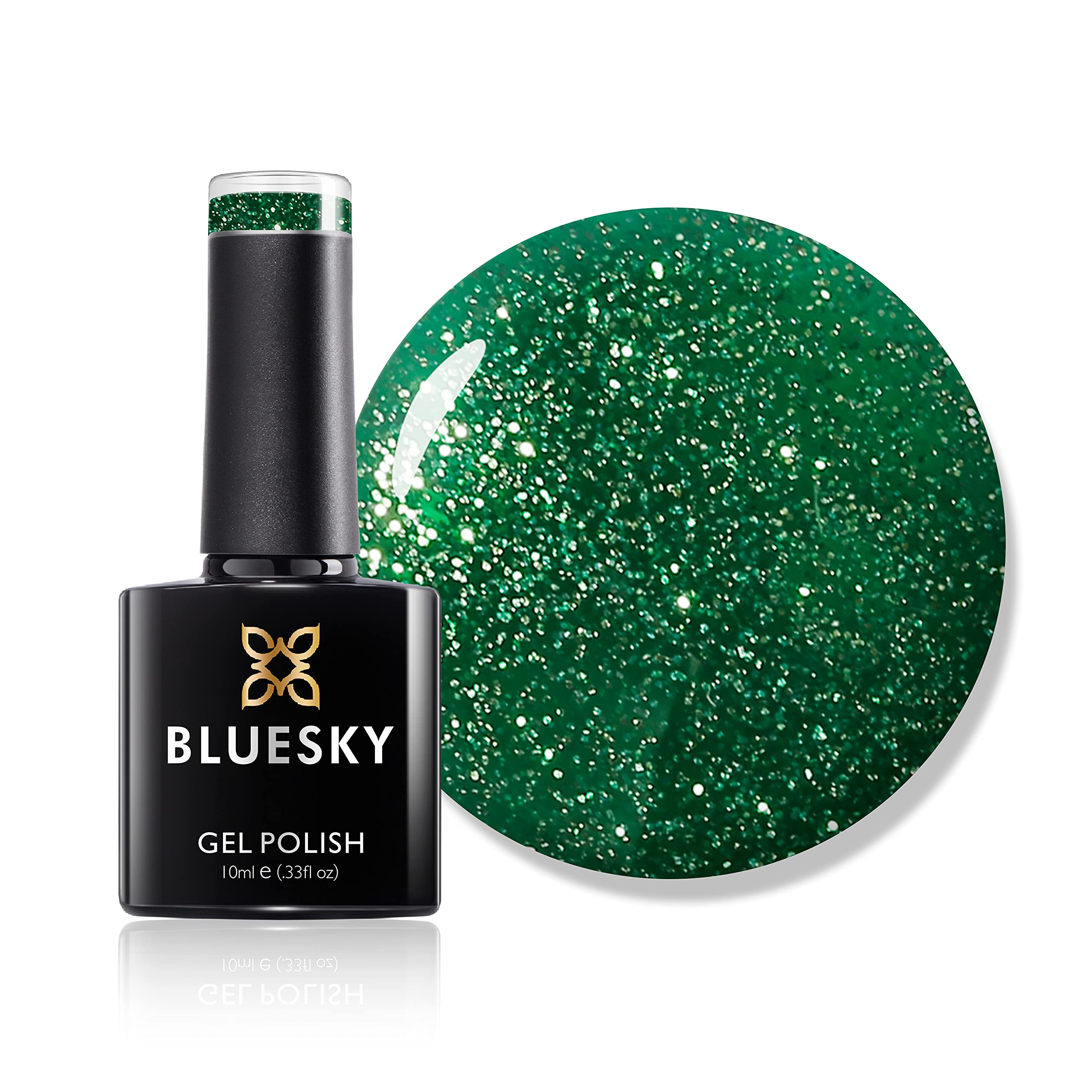 BLUESKY Gel Nail Polish - Elf 63902 Dark Green Glitter Pine - 21 Day Wear