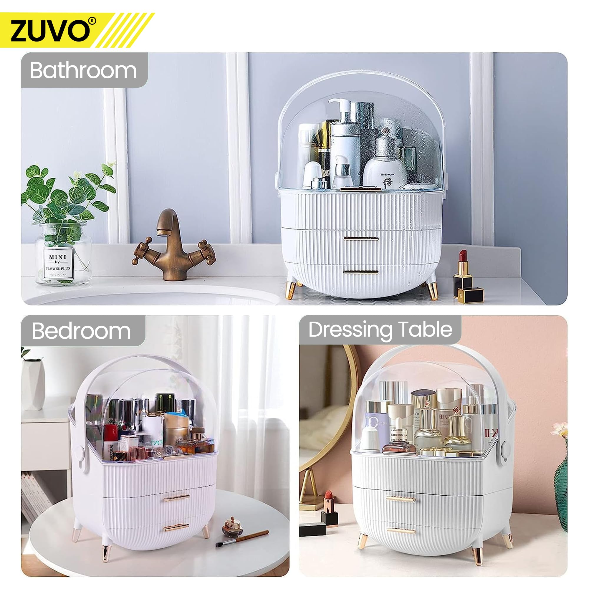 Zuvo Expandable Makeup Organiser with 2 Large Drawers for Skincare & Cosmetics 6