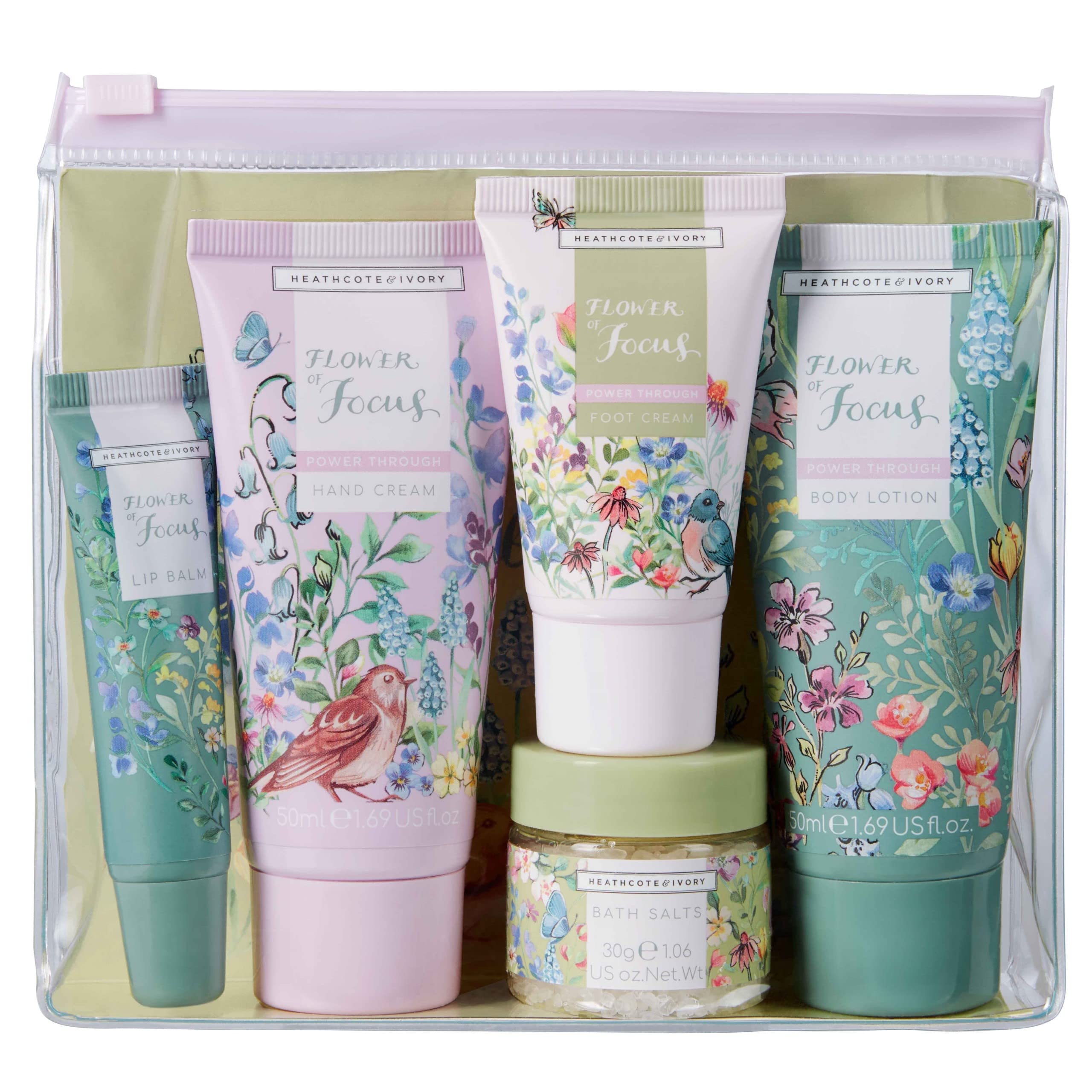 Heathcote & Ivory Flower of Focus 5-Piece Vegan Bath, Body, and Lip Care Set