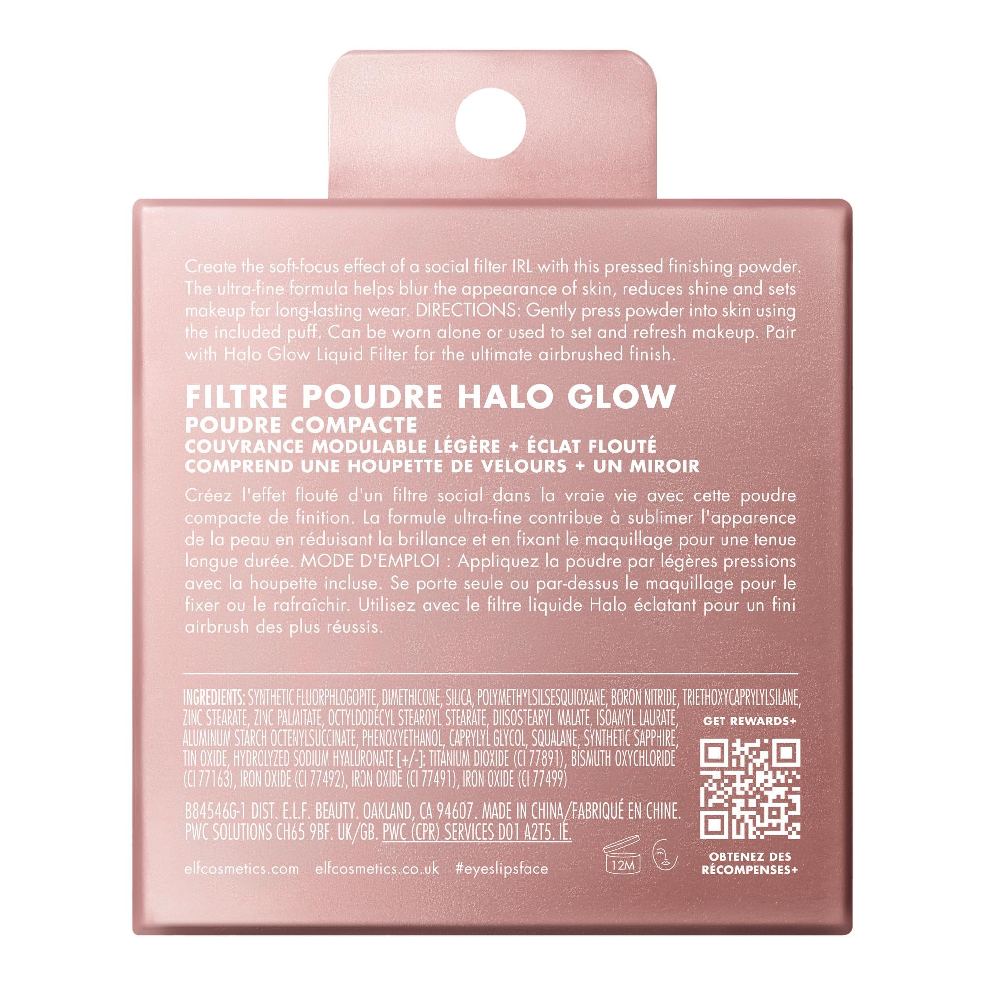 e.l.f. Halo Glow Powder Filter Pressed Finishing Powder, Light Warm, Buildable Coverage 9