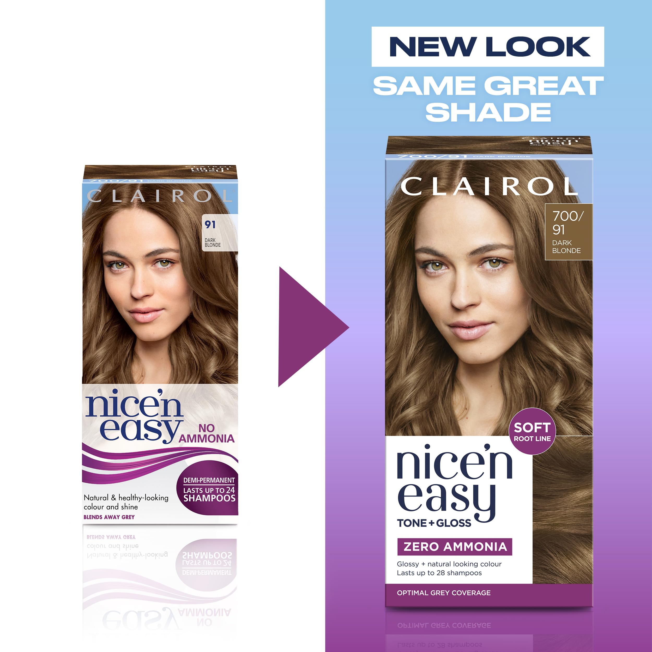 Clairol Nice'n Easy Tone+Gloss Semi Permanent Hair Dye - 700/91 Dark Blonde