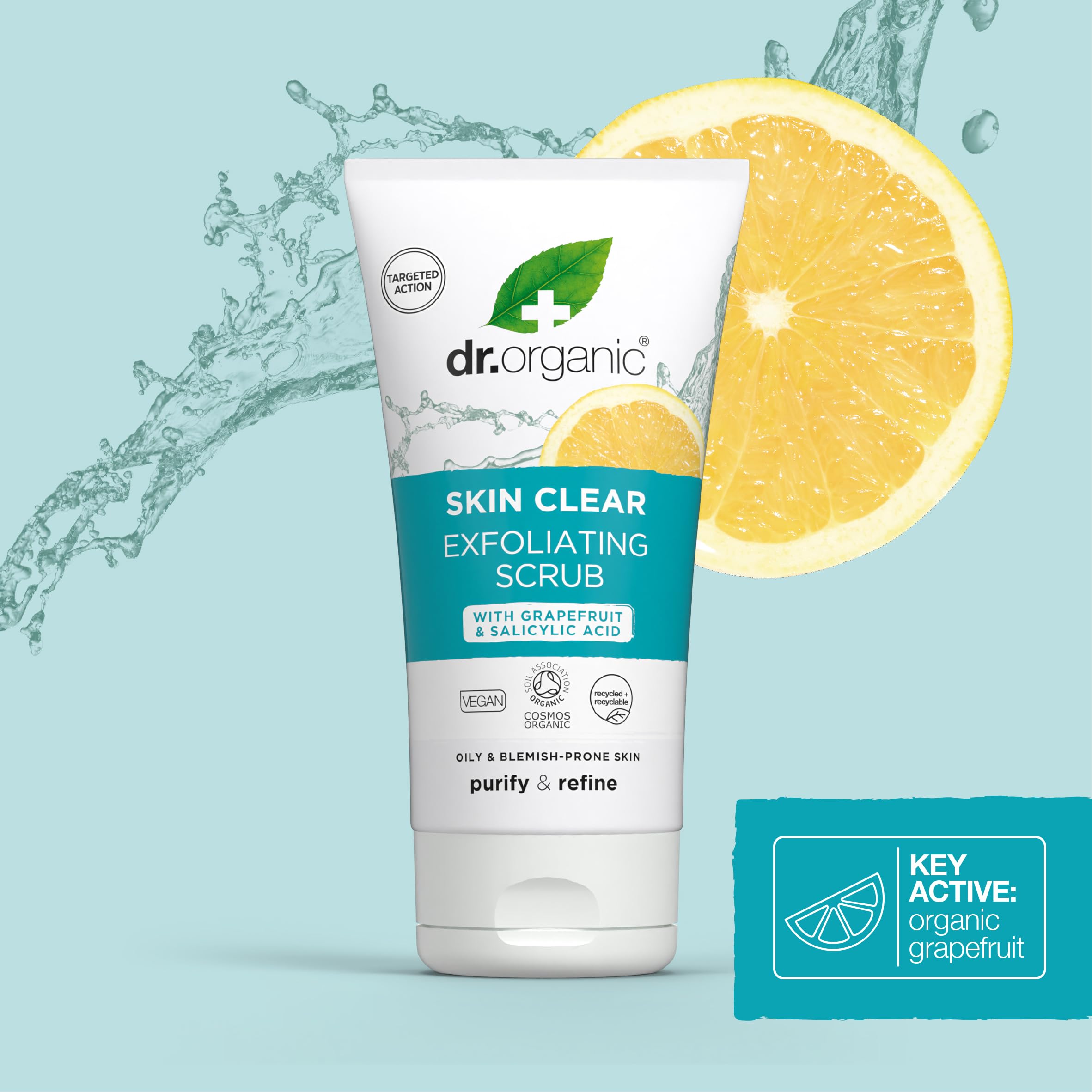 Dr Organic Skin Clear Exfoliating Scrub with Tea Tree and Salicylic Acid 150ml 5