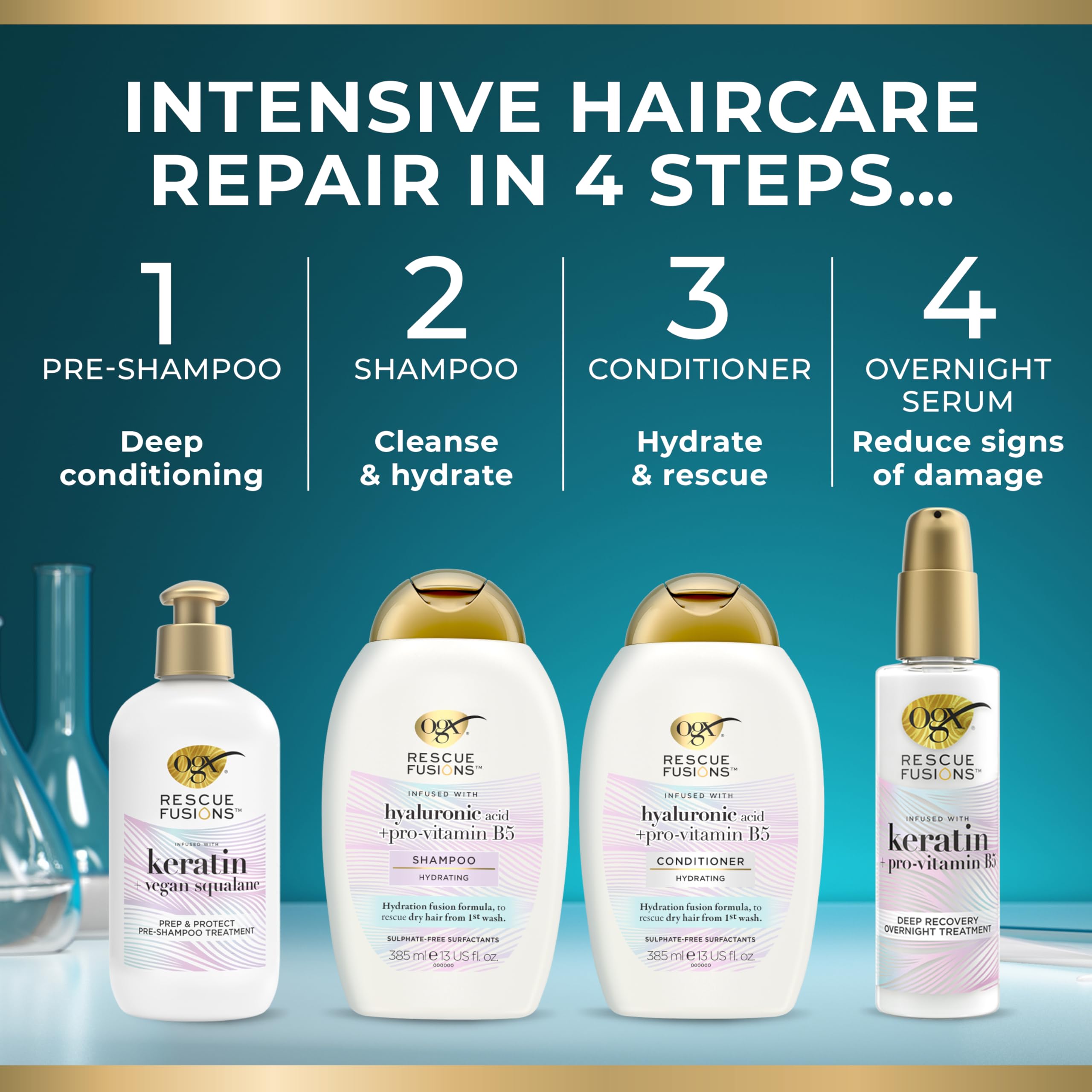 OGX Rescue Fusions Keratin & Vegan Squalane Pre-Shampoo Hair Repair Treatment 250 ml