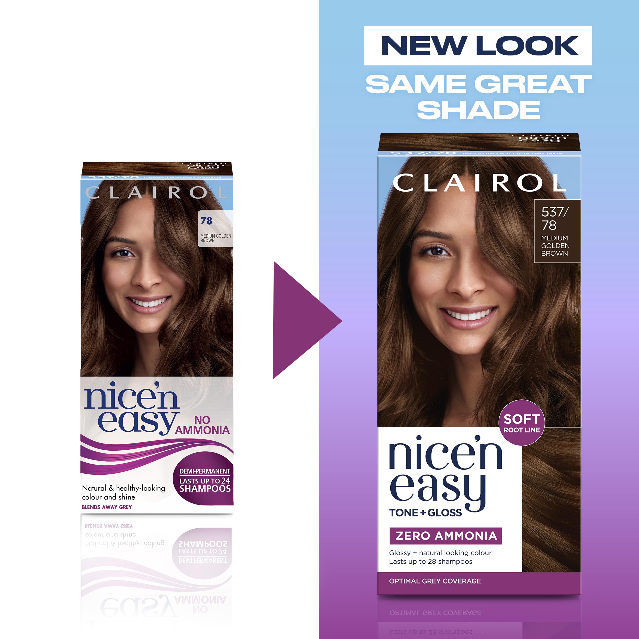 Clairol Nice'n Easy Tone+Gloss Semi Permanent Hair Dye - 537/78 Medium Gold