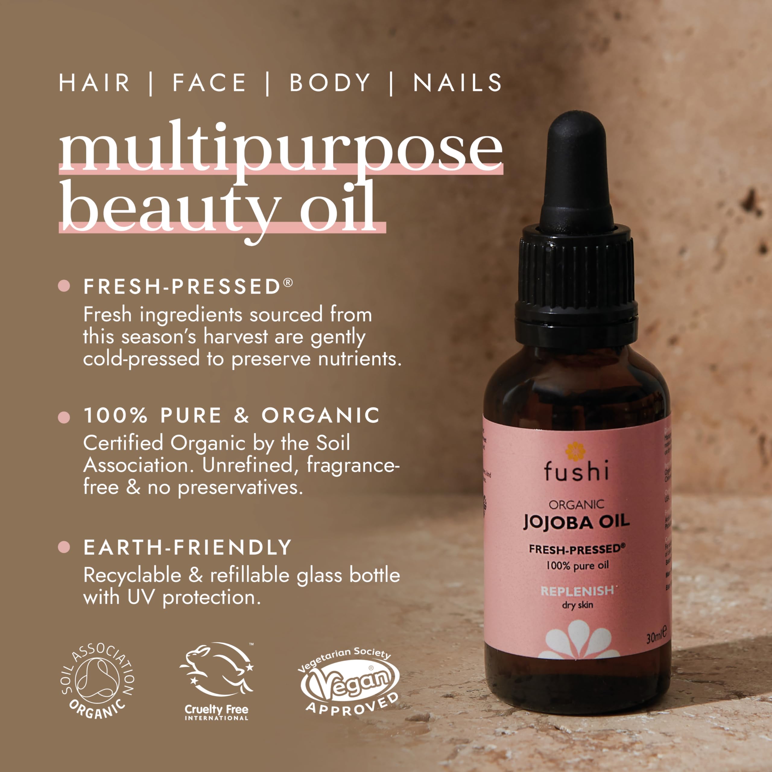 Fushi Organic 100% Pure Cold-Pressed Jojoba Oil for Skin & Hair 30ml 3