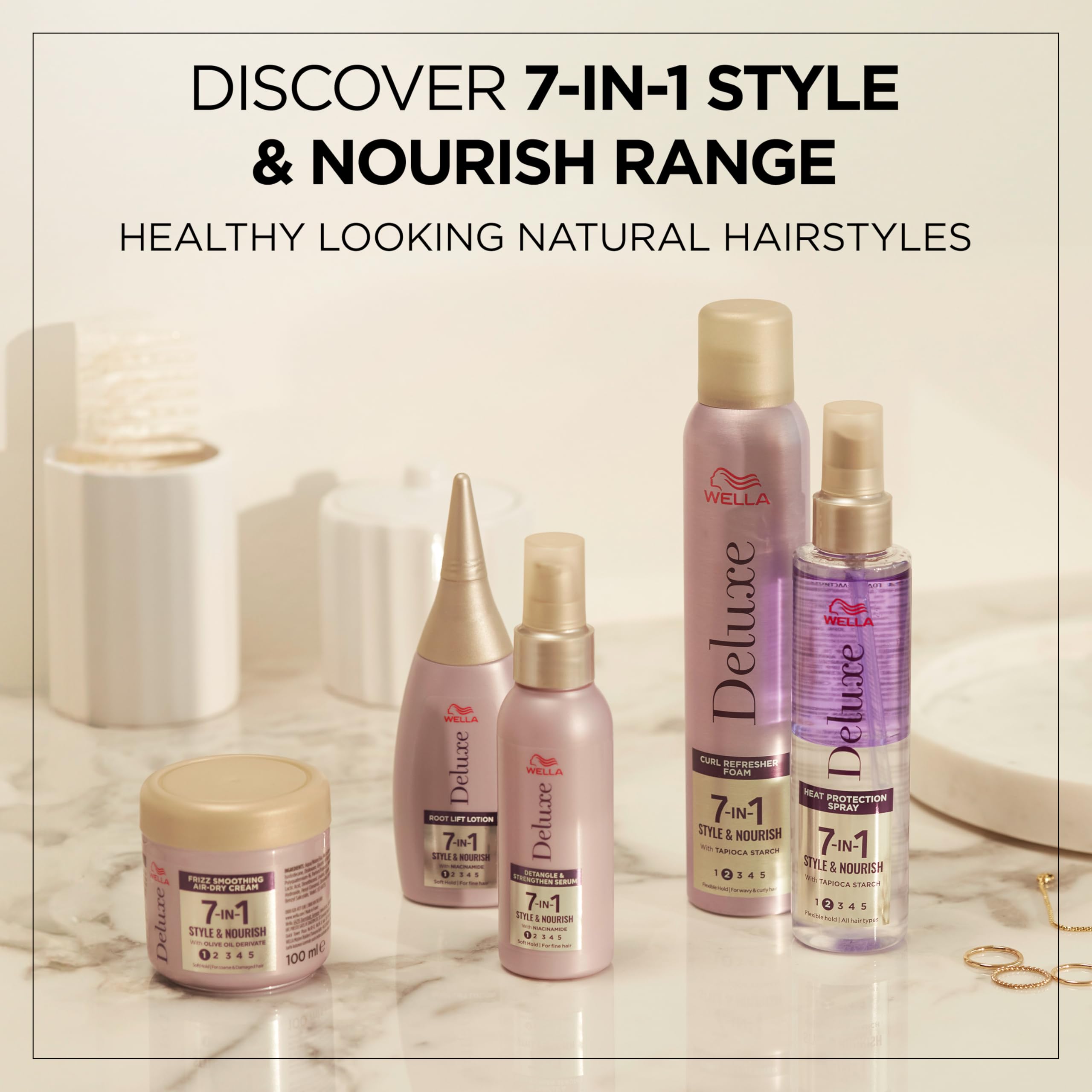 Wella Deluxe Anti-Frizz-Creme für trockenes Haar | Anti-Frizz | Hitzeschutz | Reduziert Spliss | Mit Olivenöl-Derivat | Für raues oder geschädigtes Haar | Leichter Halt | 7-in-1 Styling &amp; Pflege, 150 ml 6