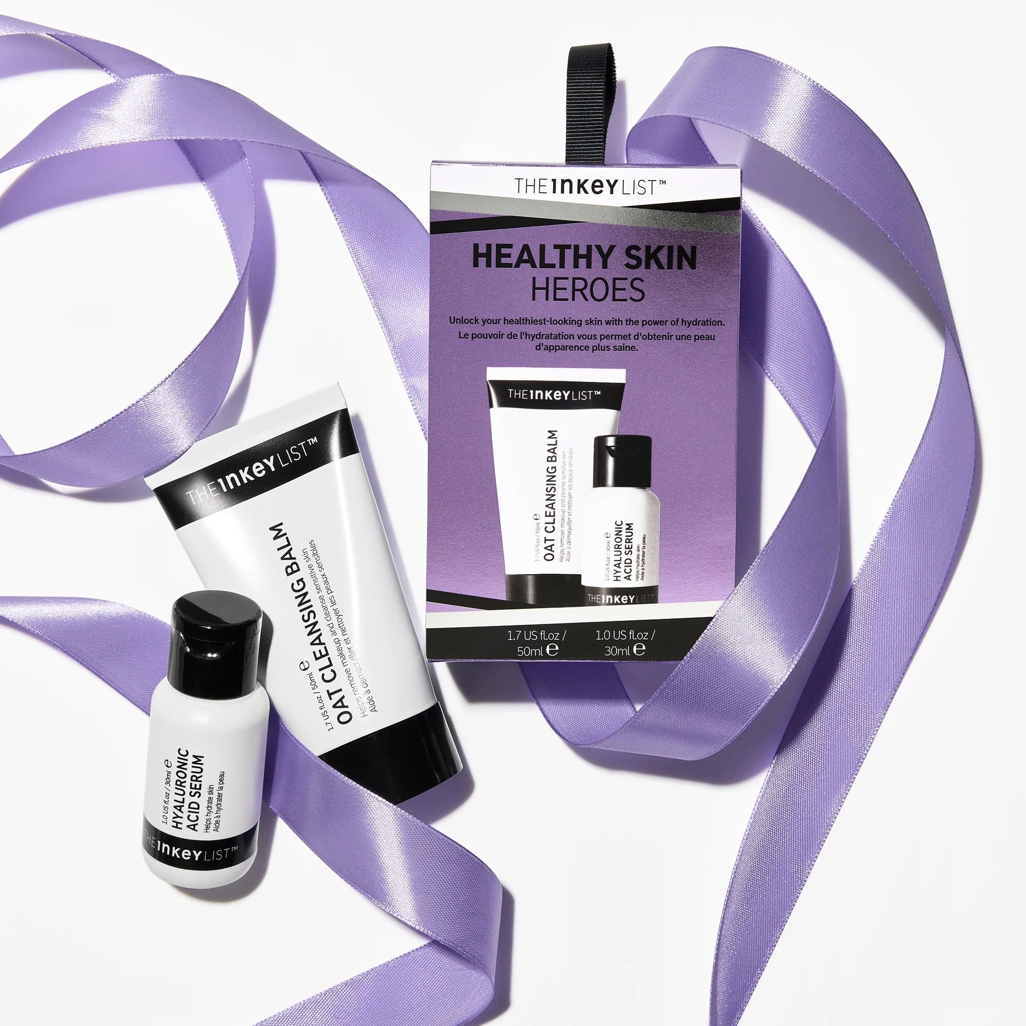 The INKEY List Healthy Skin Heroes Duo 80ml: Hyaluronic Serum & Oat Cleansing Balm