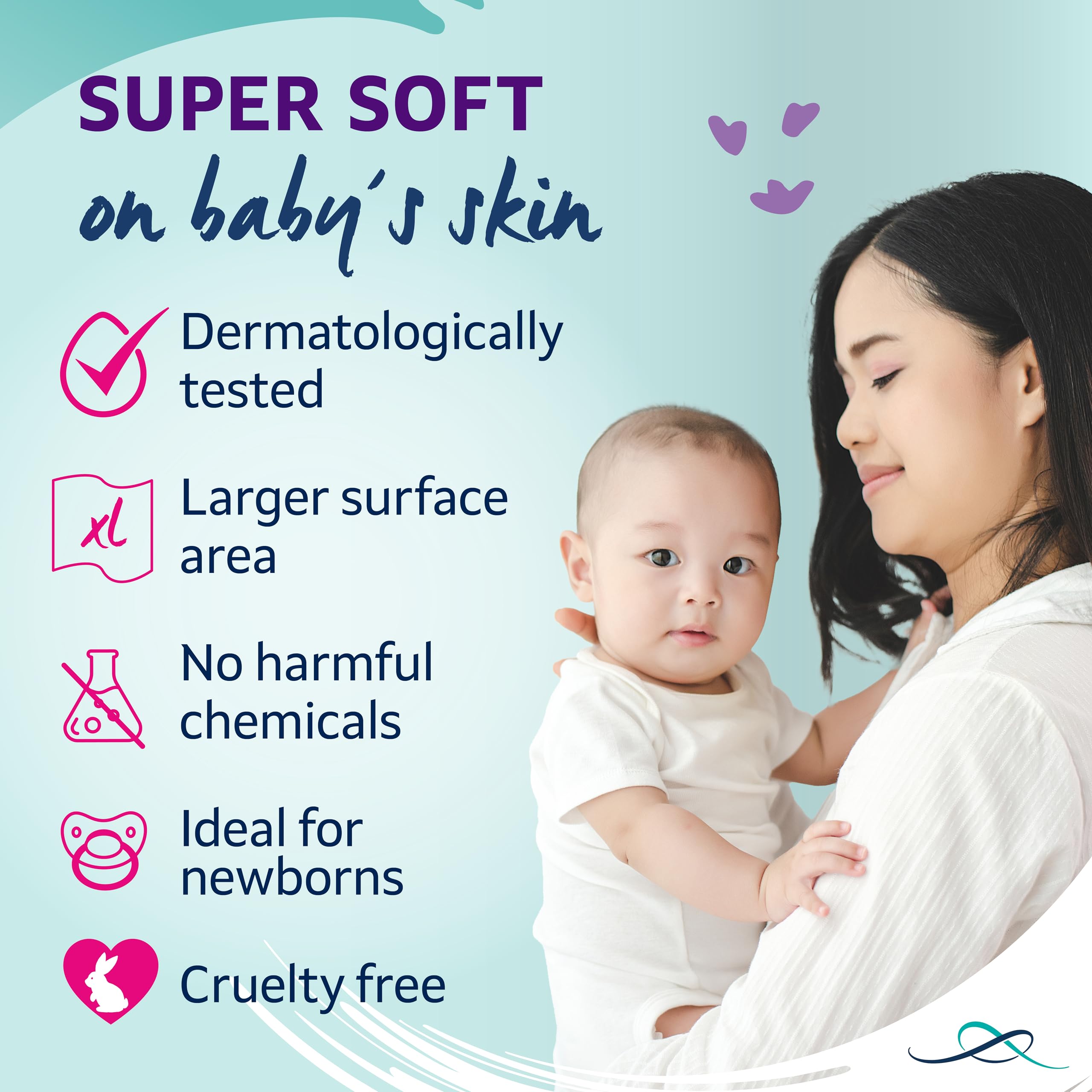 Lil-Lets Baby Cotton Squares 50 Count - 100% Certified Organic Cotton 3