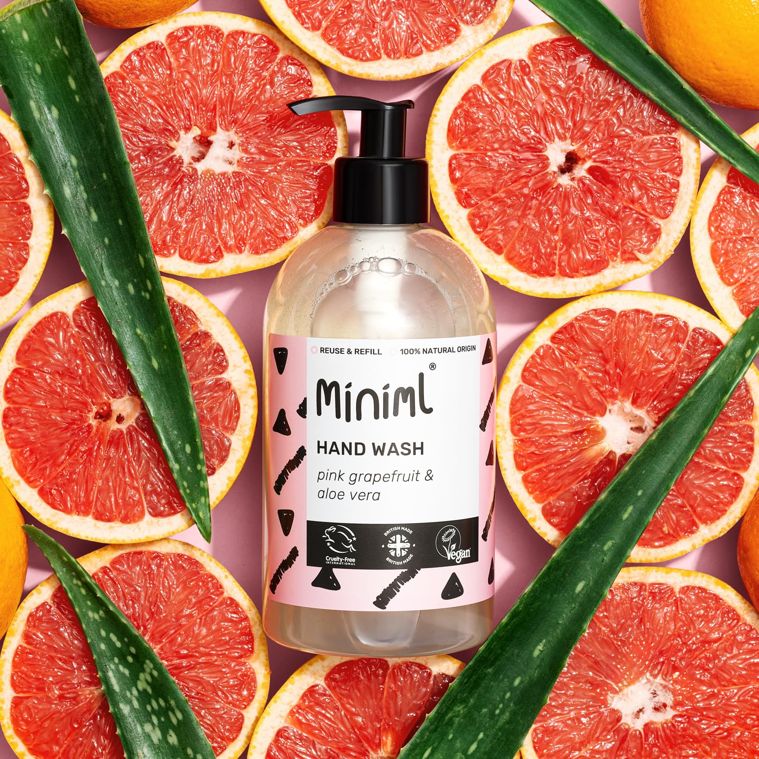 Miniml Pink Grapefruit & Aloe Vera Hand Soap Liquid, 500ml - Vegan, Eco-Friendly Wash for Sensitive Skin