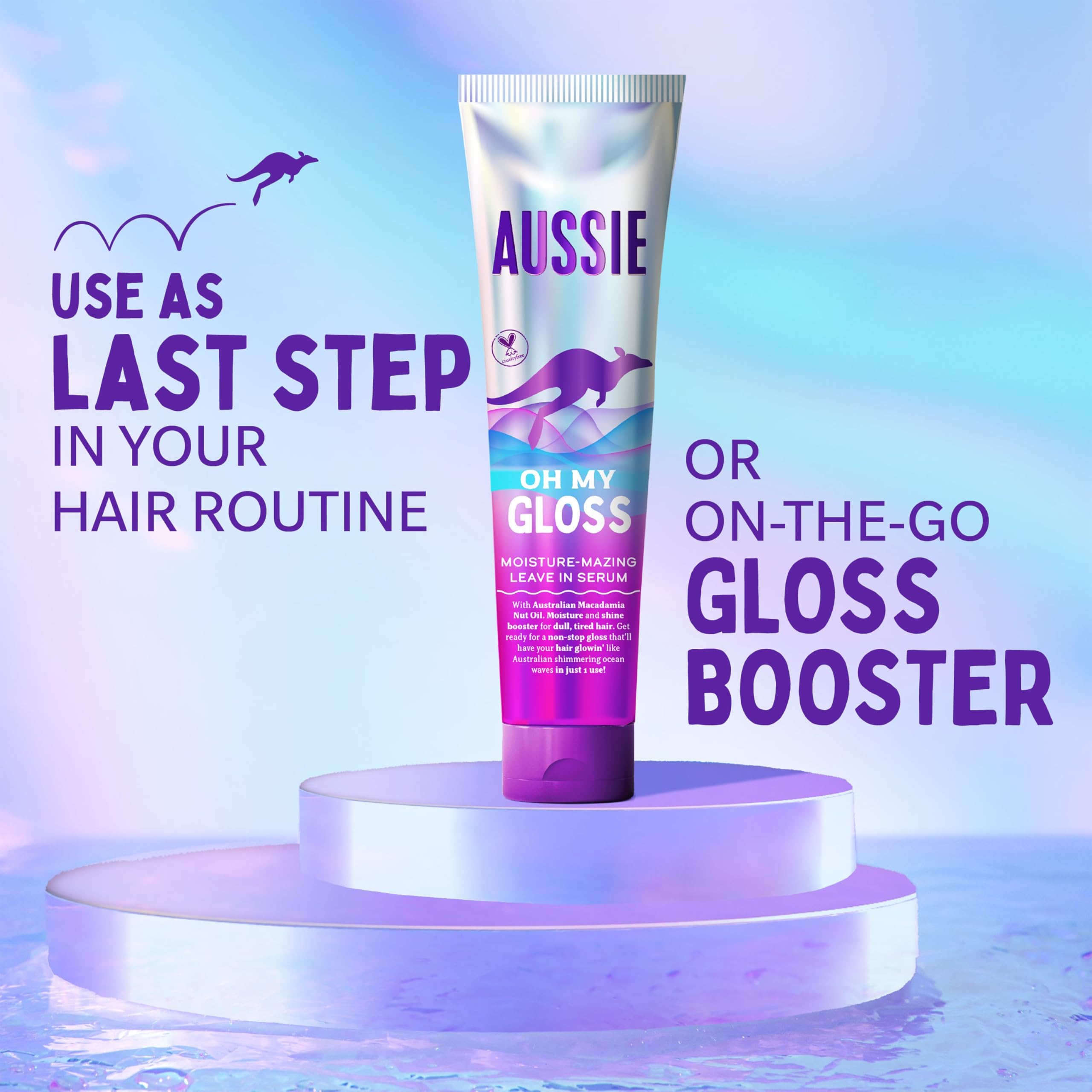 Aussie Oh My Gloss Feuchtigkeitsspendendes Leave-in-Serum (160 ml) – Feuchtigkeits- und Glanzbooster für stumpfes Haar. Mit Jojoba-, Distel- und australischem Macadamianussöl. Vegan und tierversuchsfrei. 7