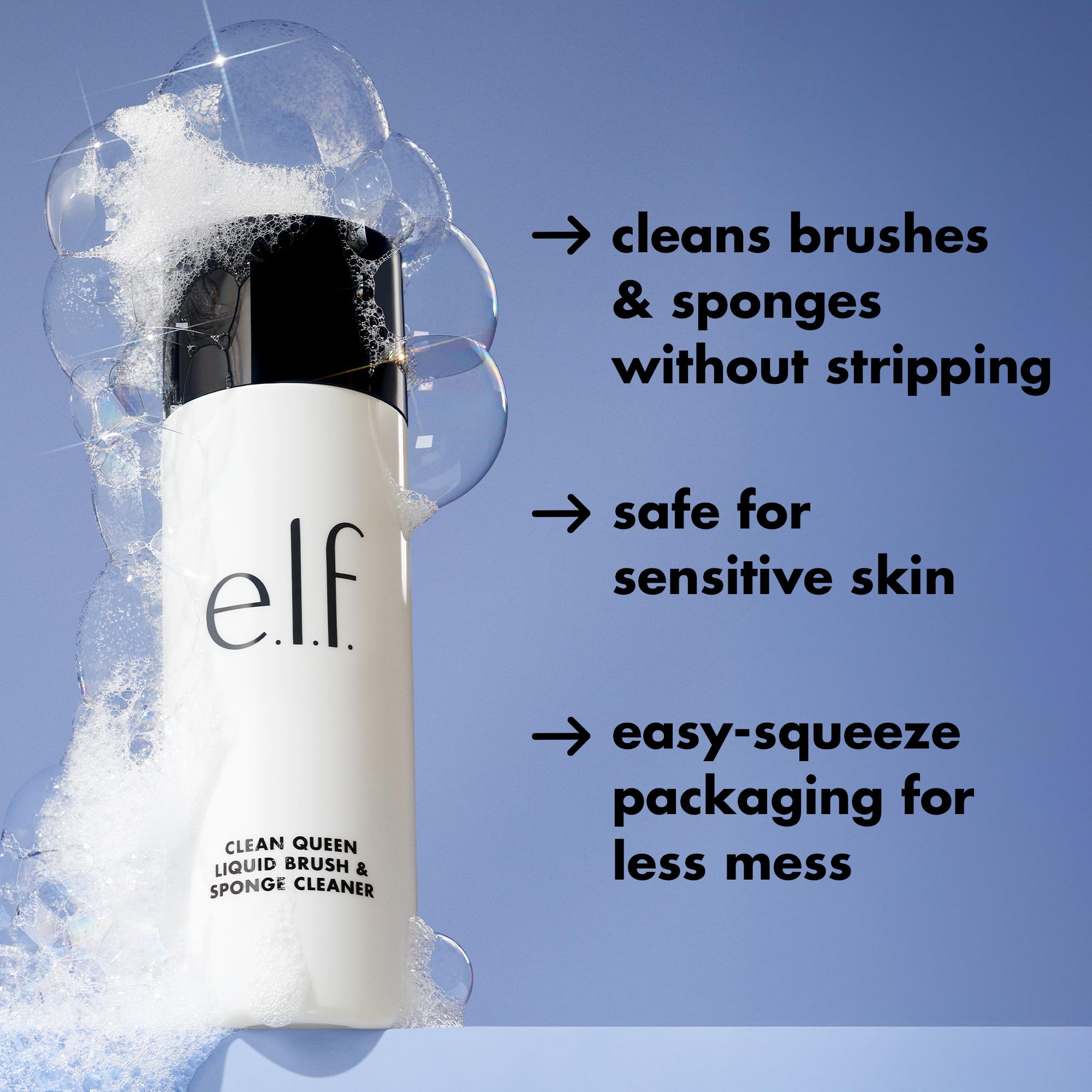 e.l.f. Clean Queen Liquid Brush & Sponge Cleaner Foaming Gel Makeup Tool Cleanser 4