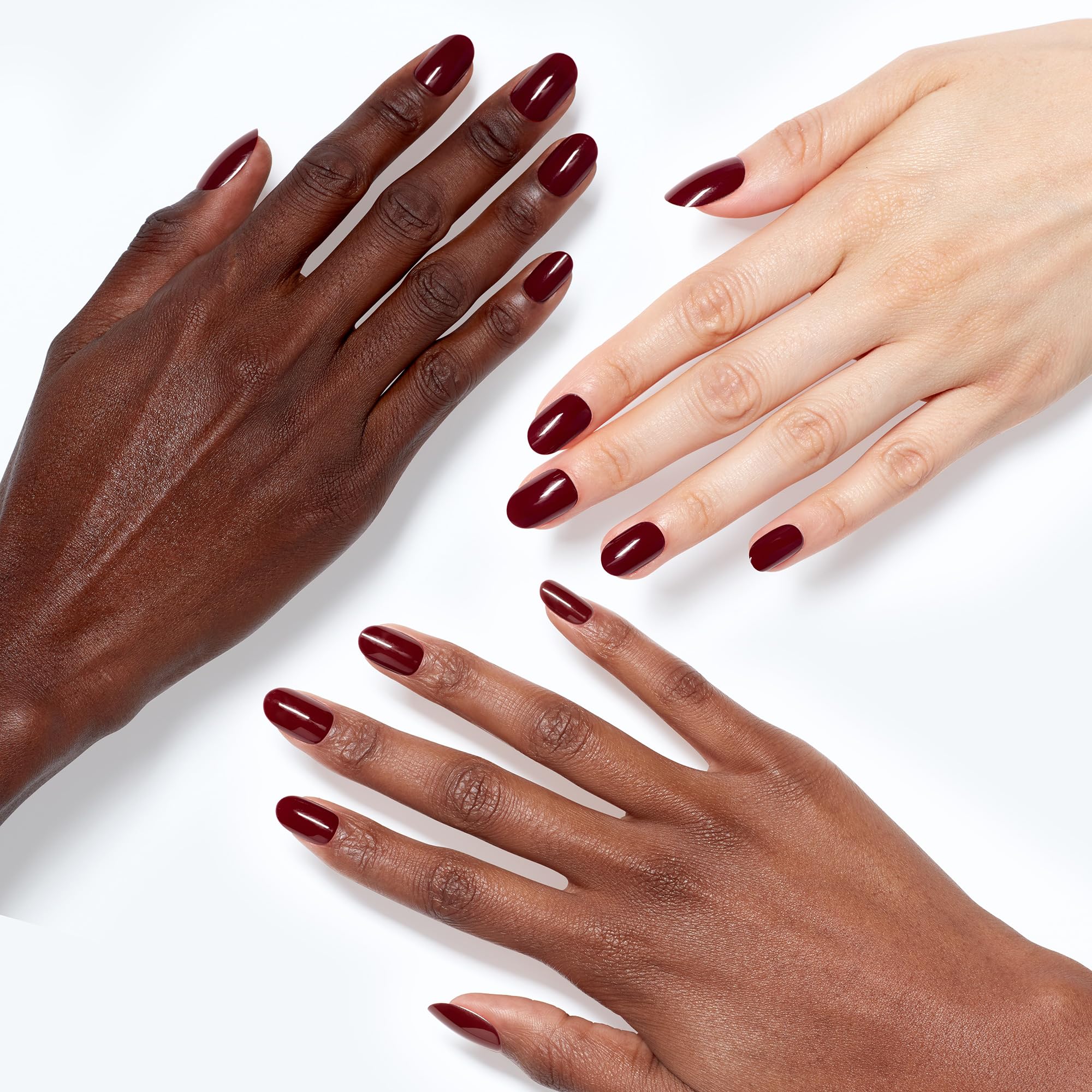 OPI xPRESS/ON Malaga Wine – Dunkelrote, kurze, runde künstliche Fingernägel zum Aufkleben – mit Nagelkleber – Langanhaltend, wiederverwendbar und schonend 3