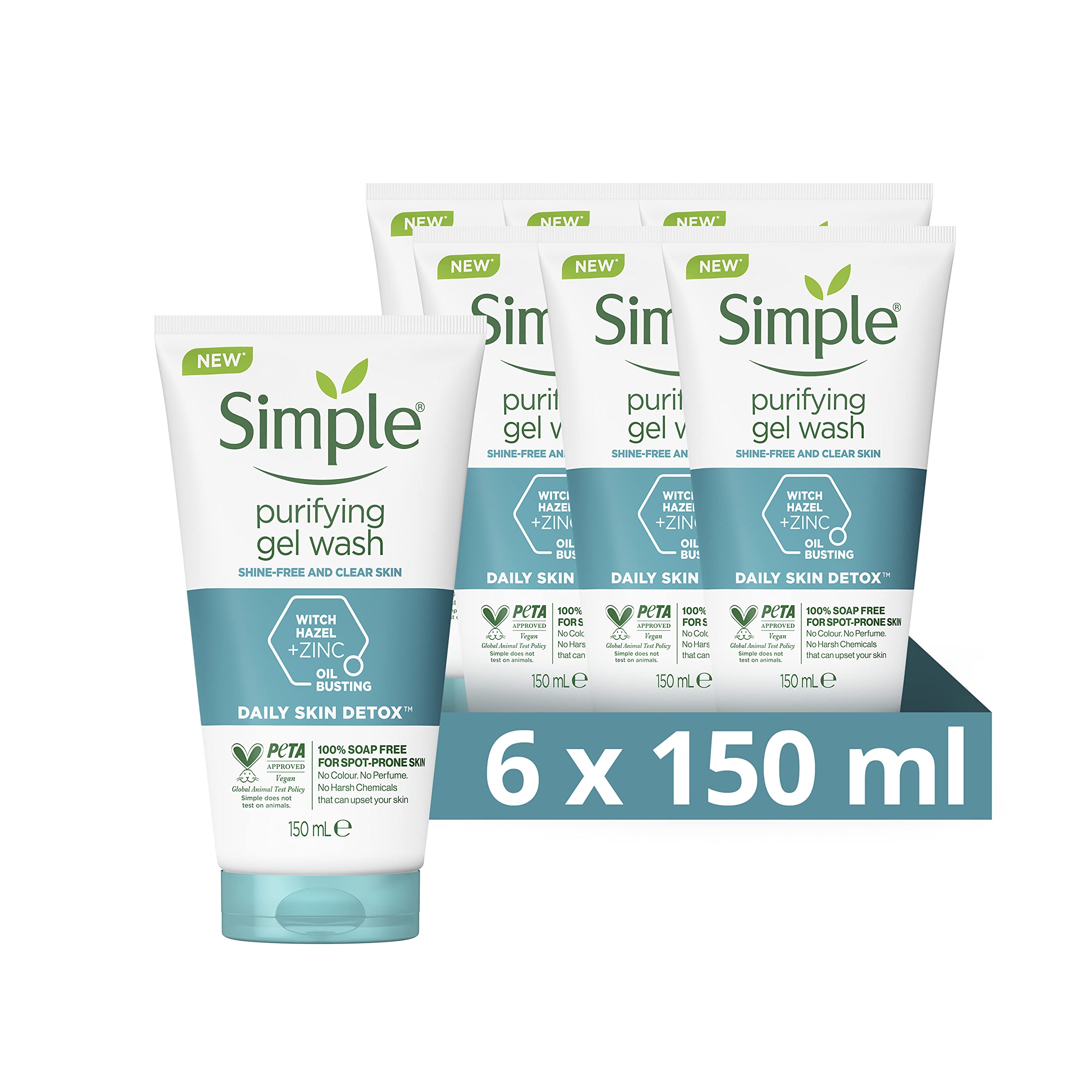 Simple Daily Skin Detox Purifying Face Wash with Thyme, Zinc & Witch Hazel for Oily Skin