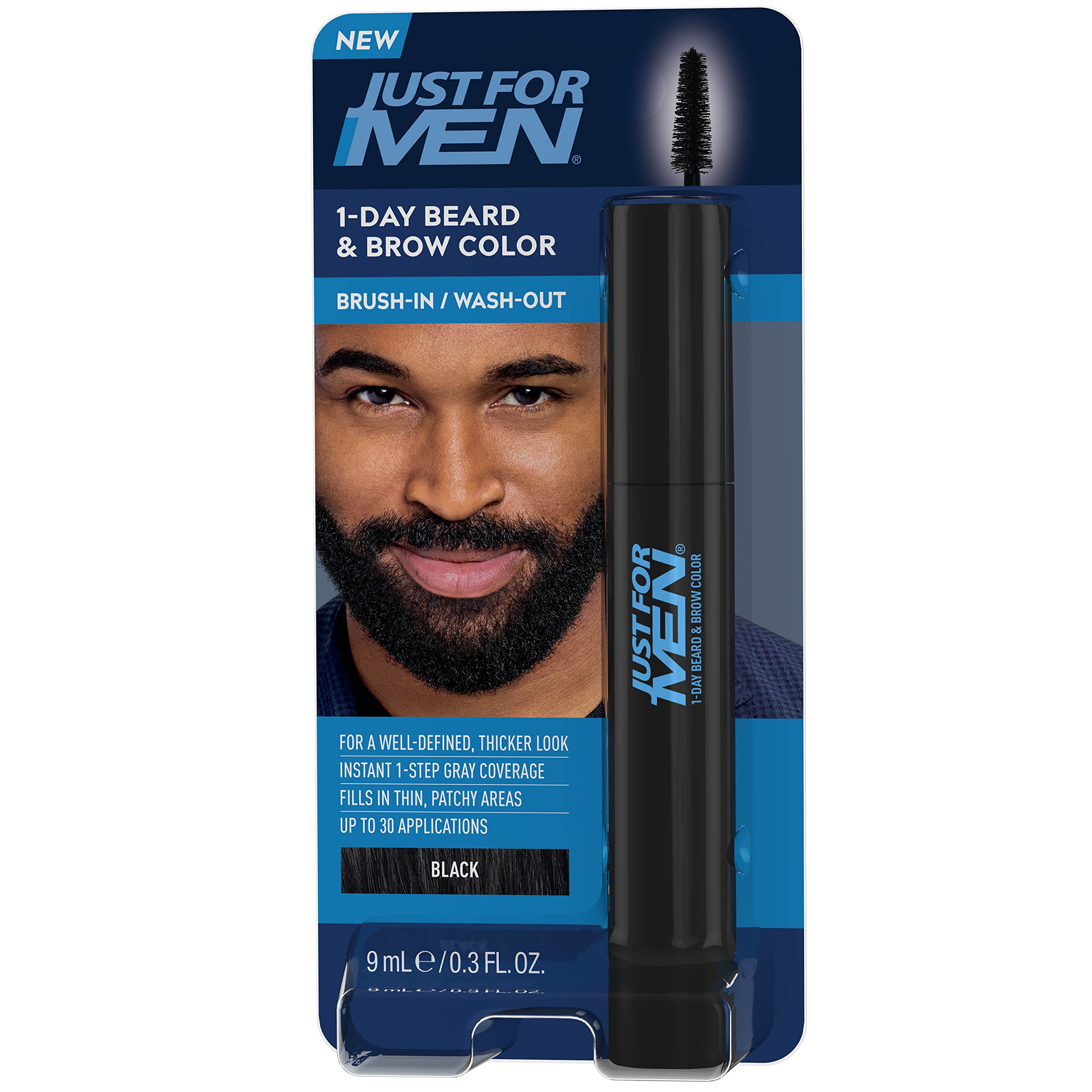 Just For Men 1-Day Beard and Brow Colour Brush for Instant Grey Coverage