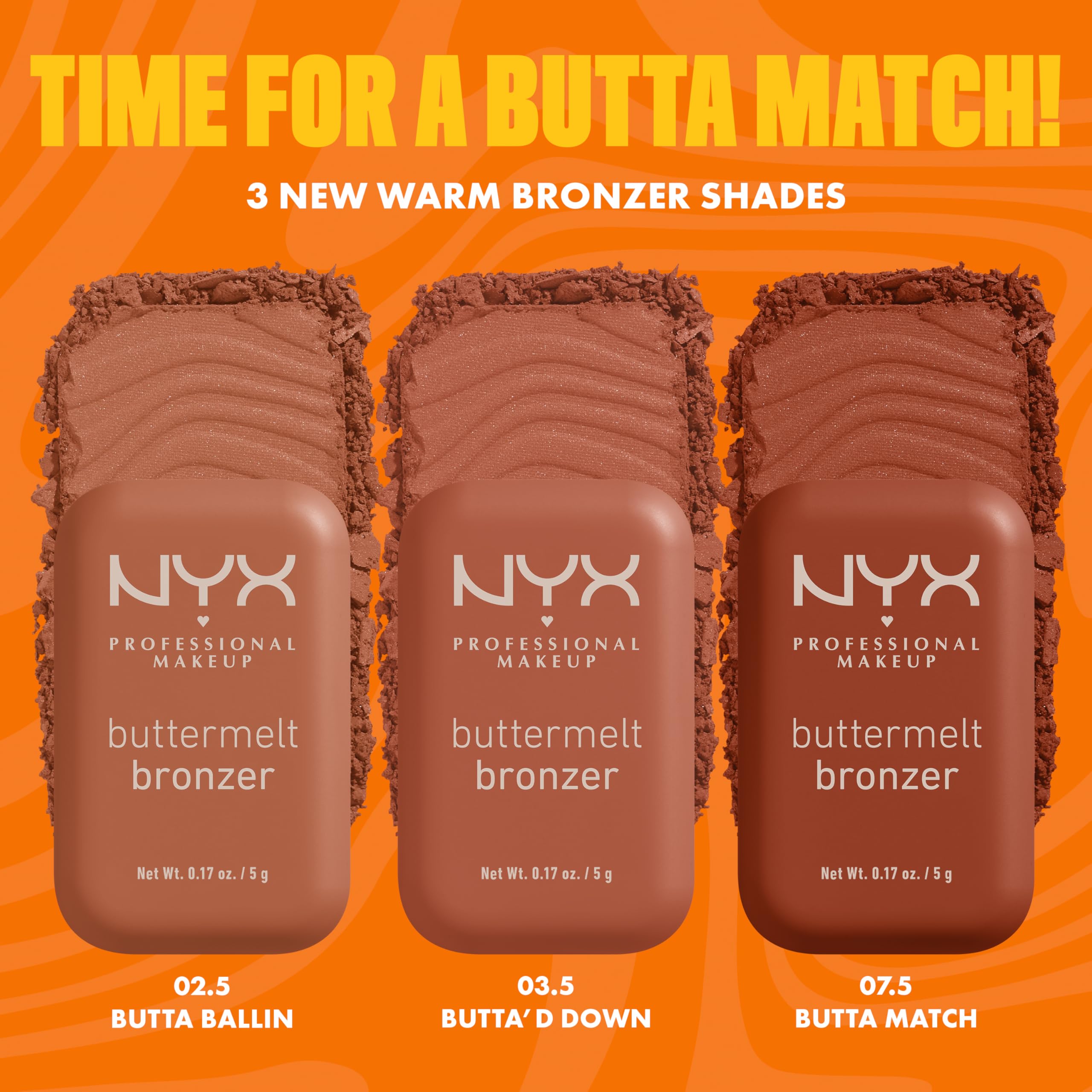 NYX Professional Makeup Buttermelt Highlighter, Puder-Highlighter, bis zu 12 Stunden Haltbarkeit, wisch- und abriebfest, aufbaubar und butterweich, Farbton: Butta D Down 8