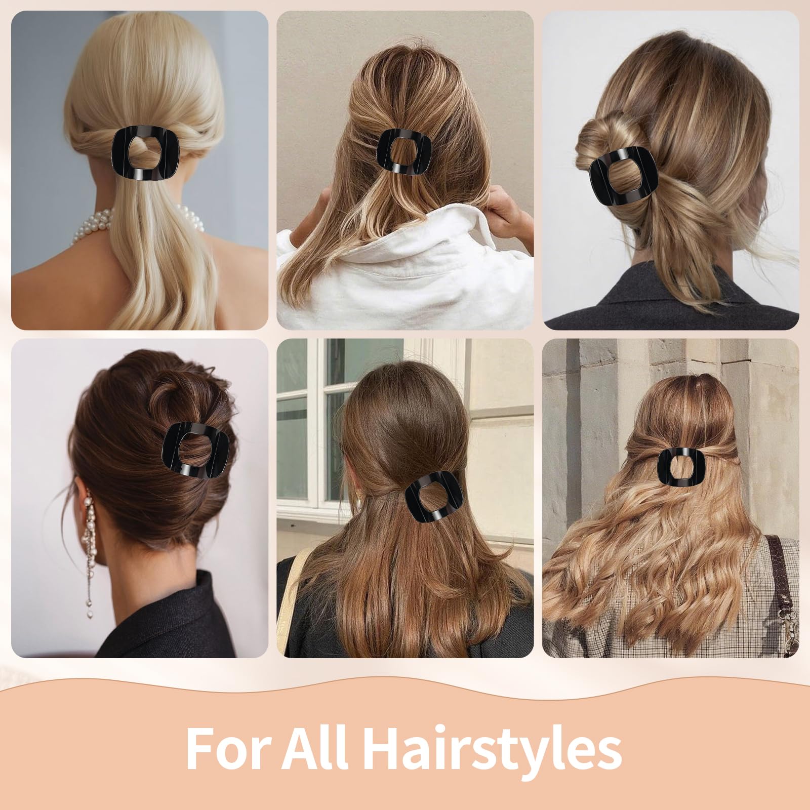 MOXYOY Flat Round Lay Down Hair Claw Clip for Women and Girls 6