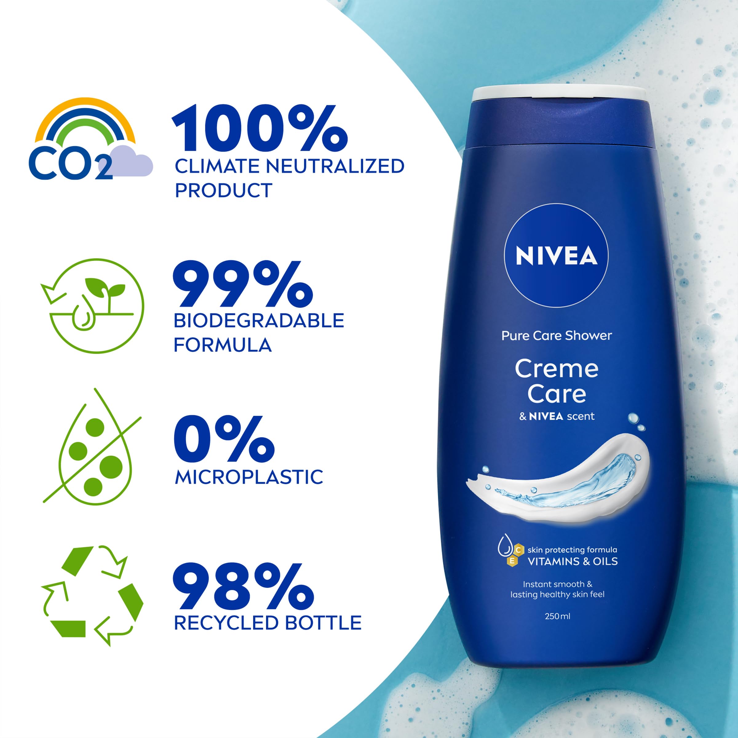 NIVEA Crème Care Shower Cream Body Wash with Vitamin C, E, and Precious Oils (250 ml) 5