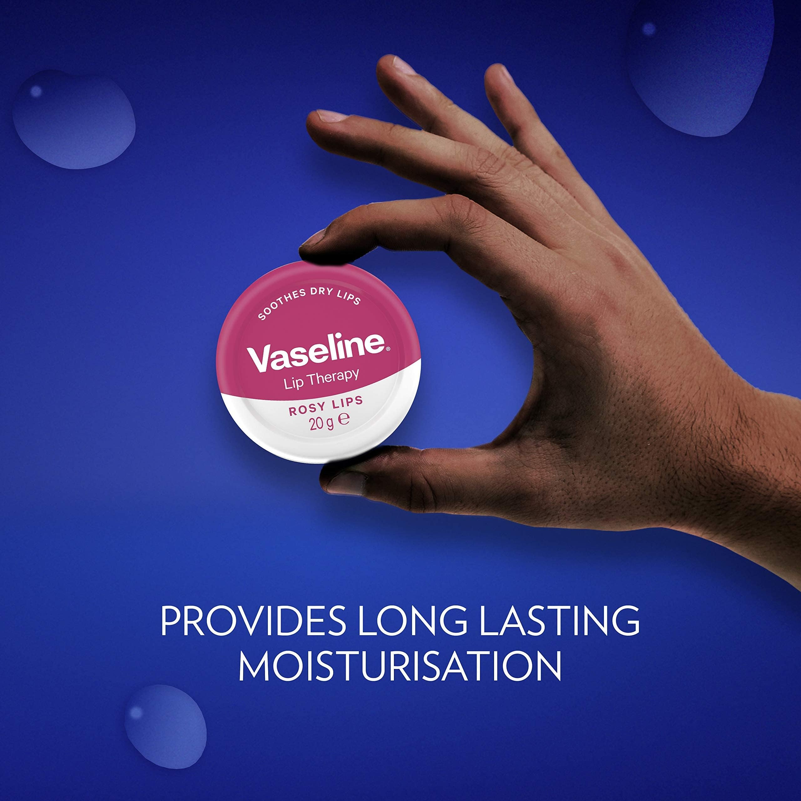 Vaseline Lip Therapy Rosy Lips Balm Tin with 3x Purified Petroleum Jelly 5