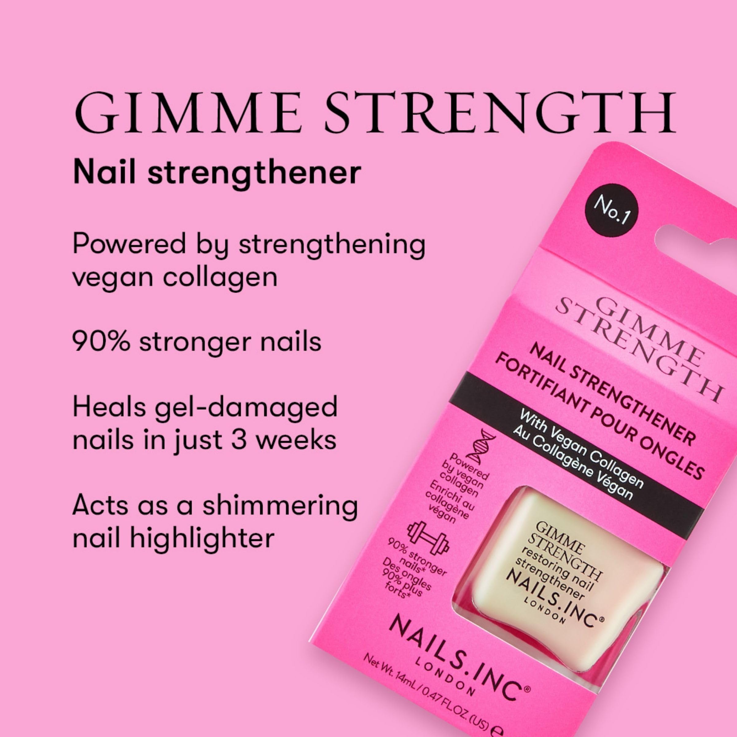 Nails Inc Gimme Strength Nail Treatment Restoring Strengthener with Vegan Collagen, 14 ML 3